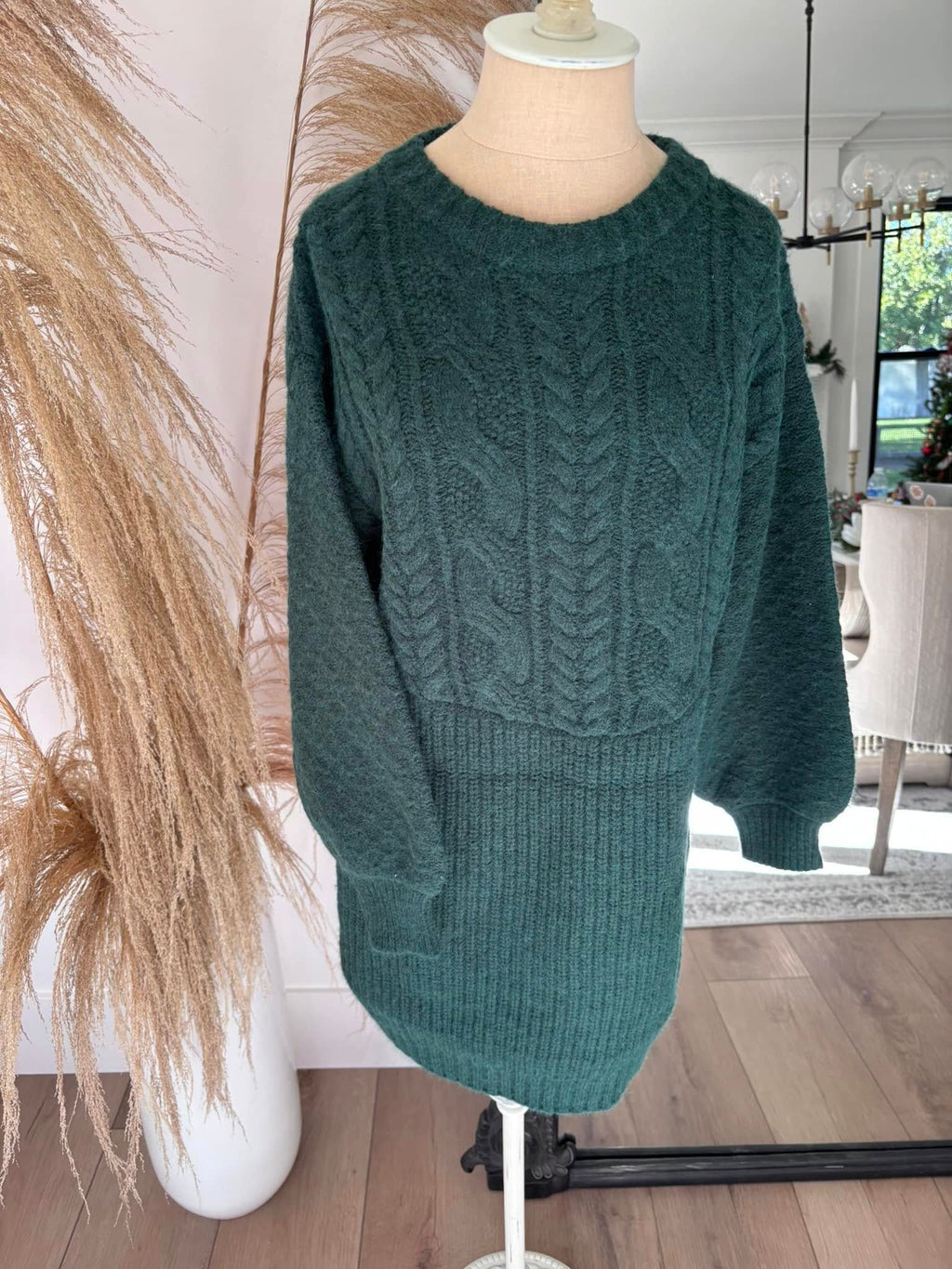 Green Sweater Dress by Pink Lily