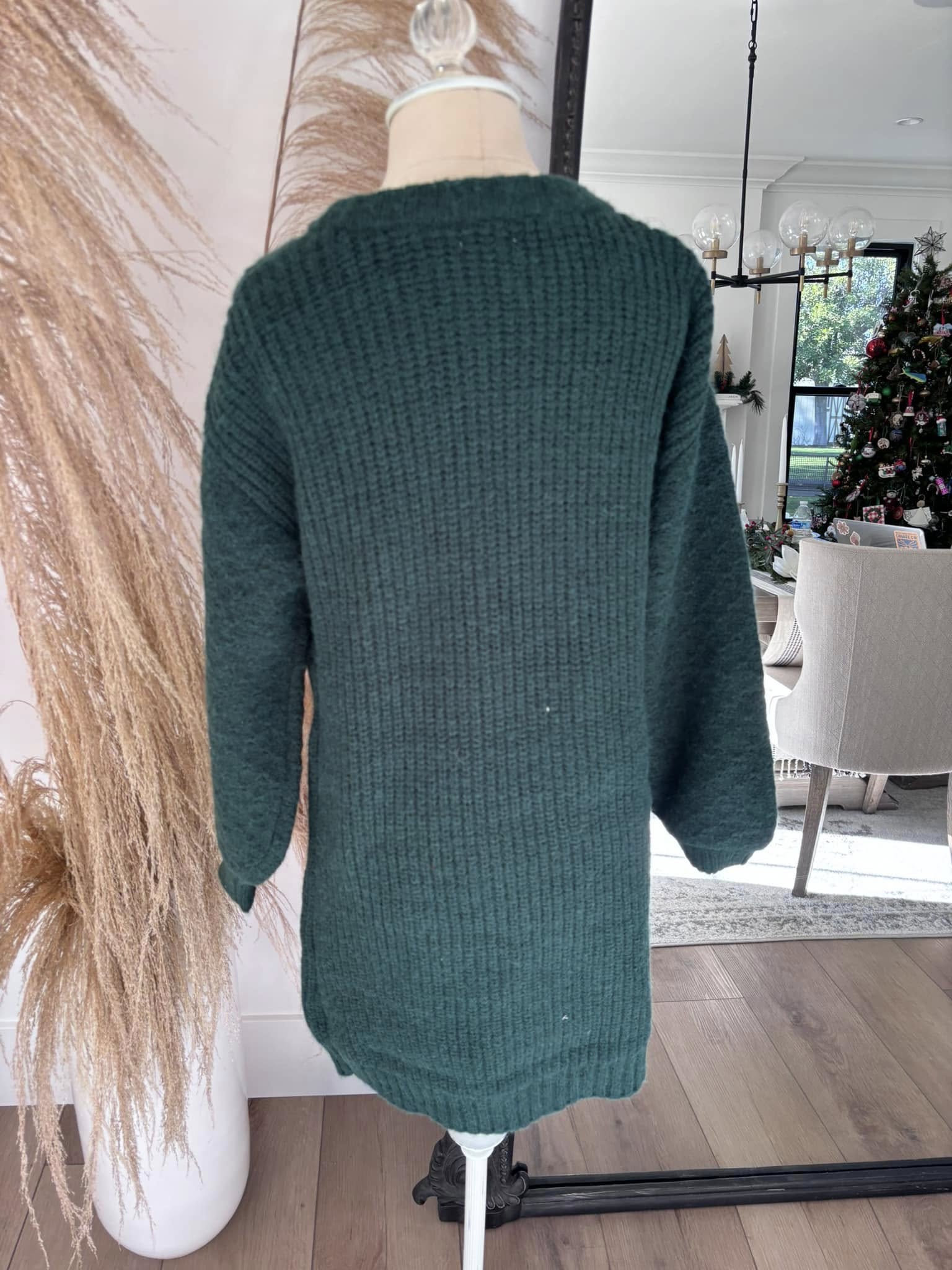 Green Sweater Dress by Pink Lily