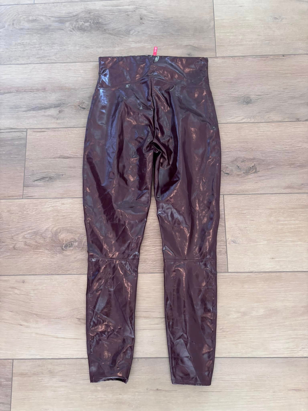 Spanx Faux Patent Leather Leggings in Ruby (Size L)