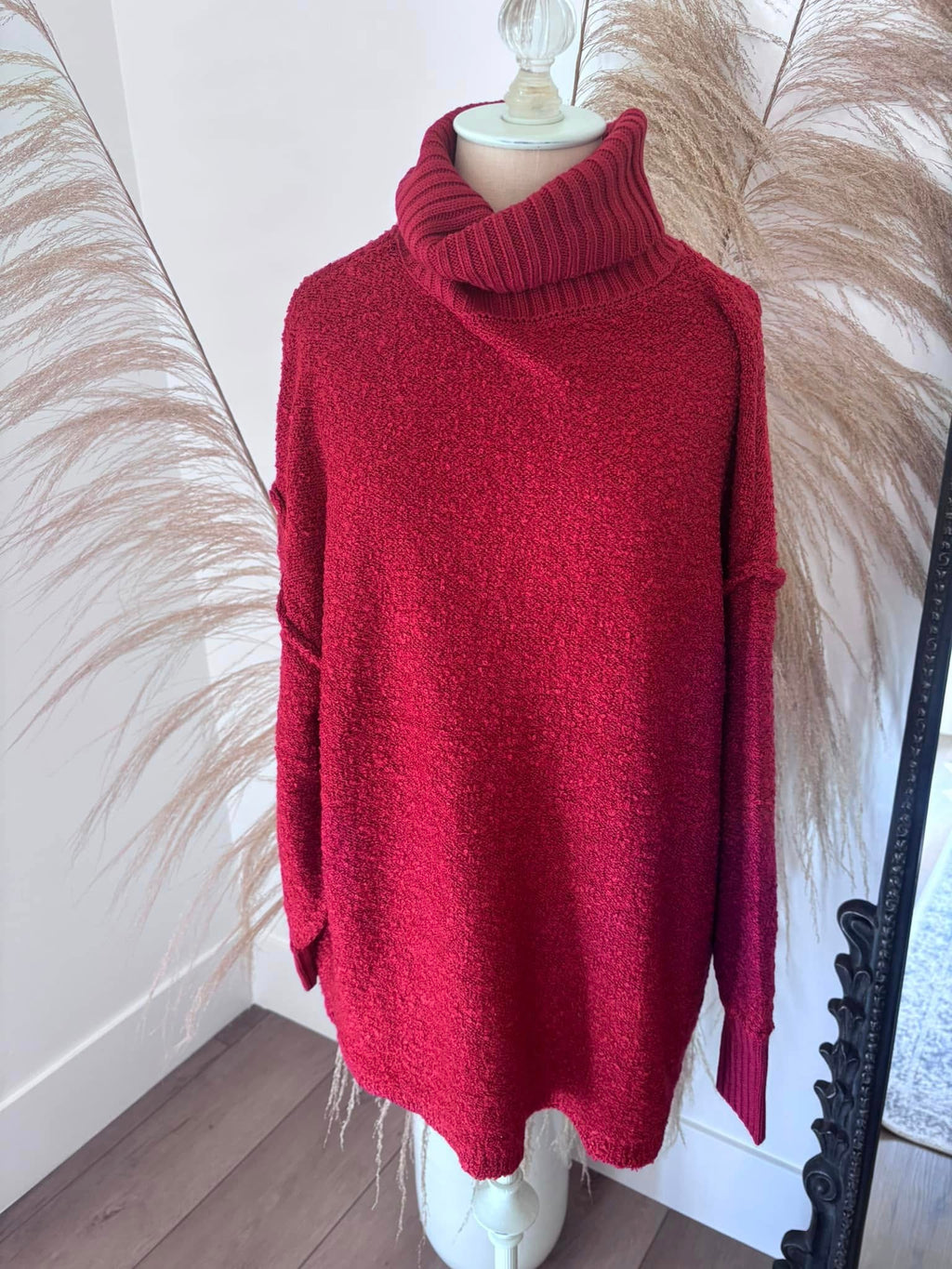 Pink Lily Burgundy Turtleneck Sweater&nbsp;