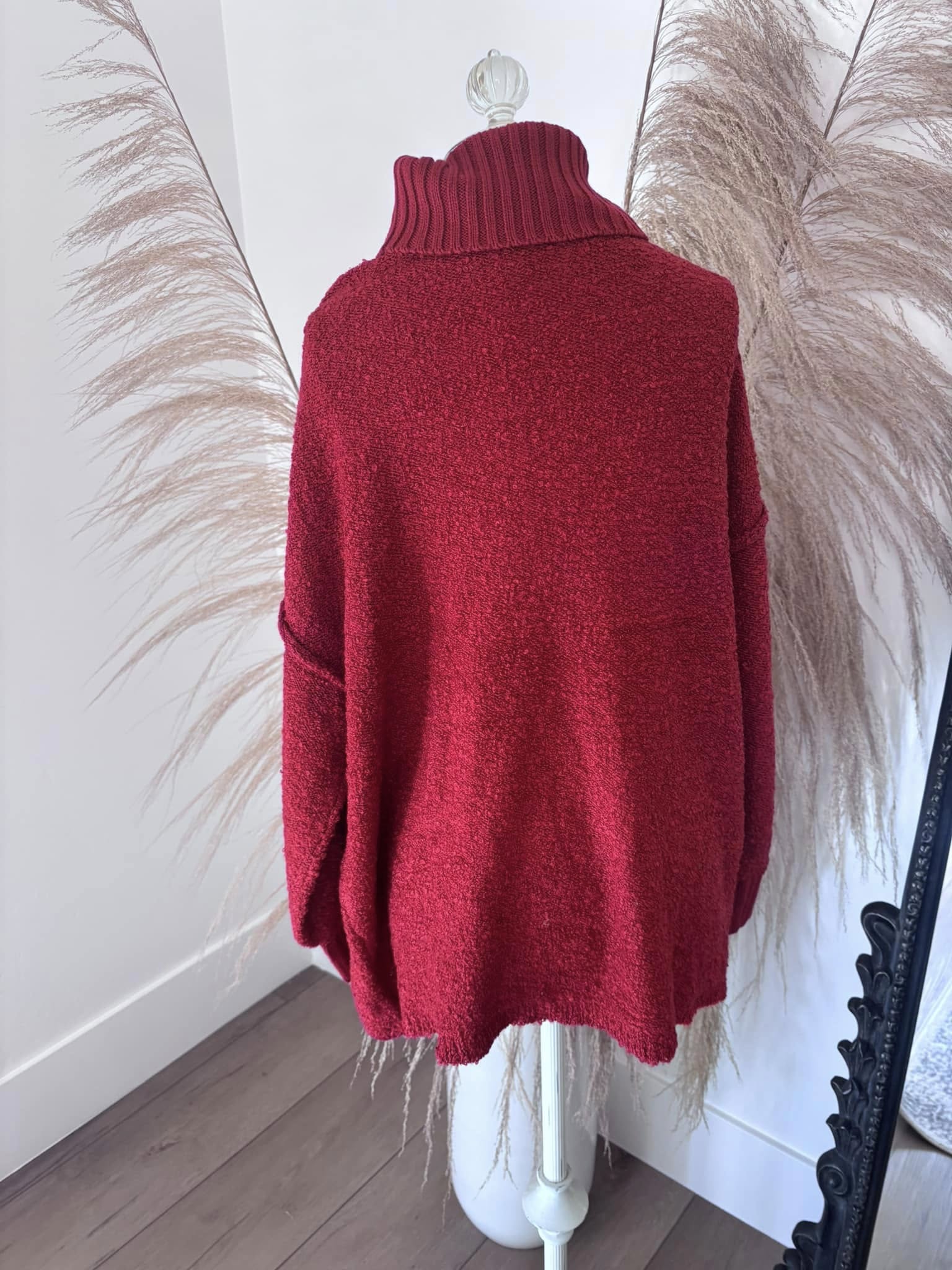Pink Lily Burgundy Turtleneck Sweater&nbsp;