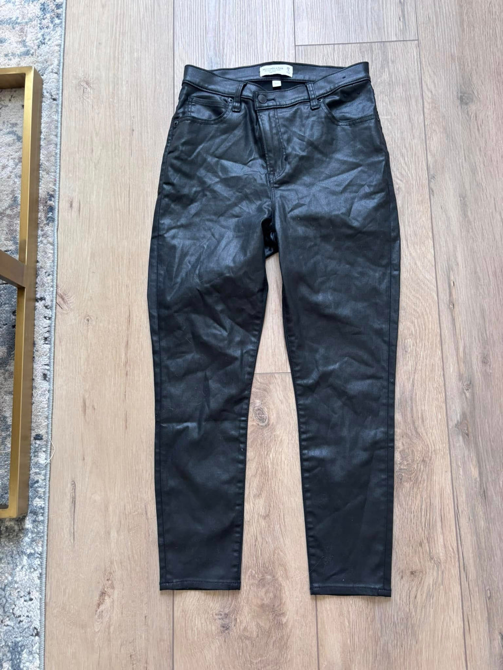 Abercrombie & Fitch Black Faux-Leather Jeans (Size: 29)