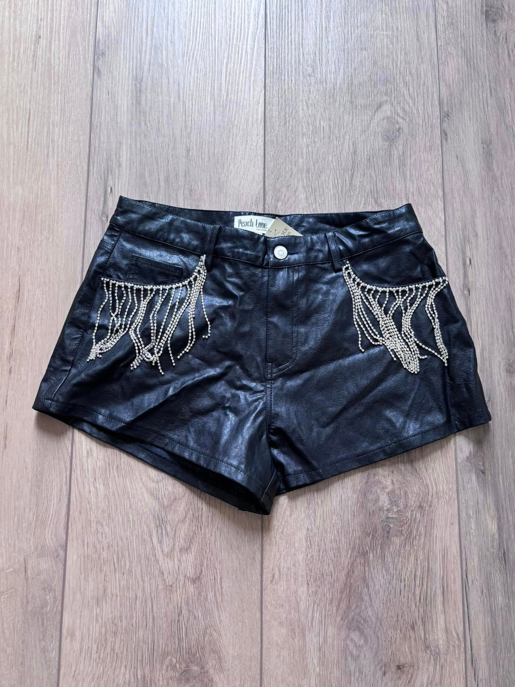 Black Metal Fringe Shorts