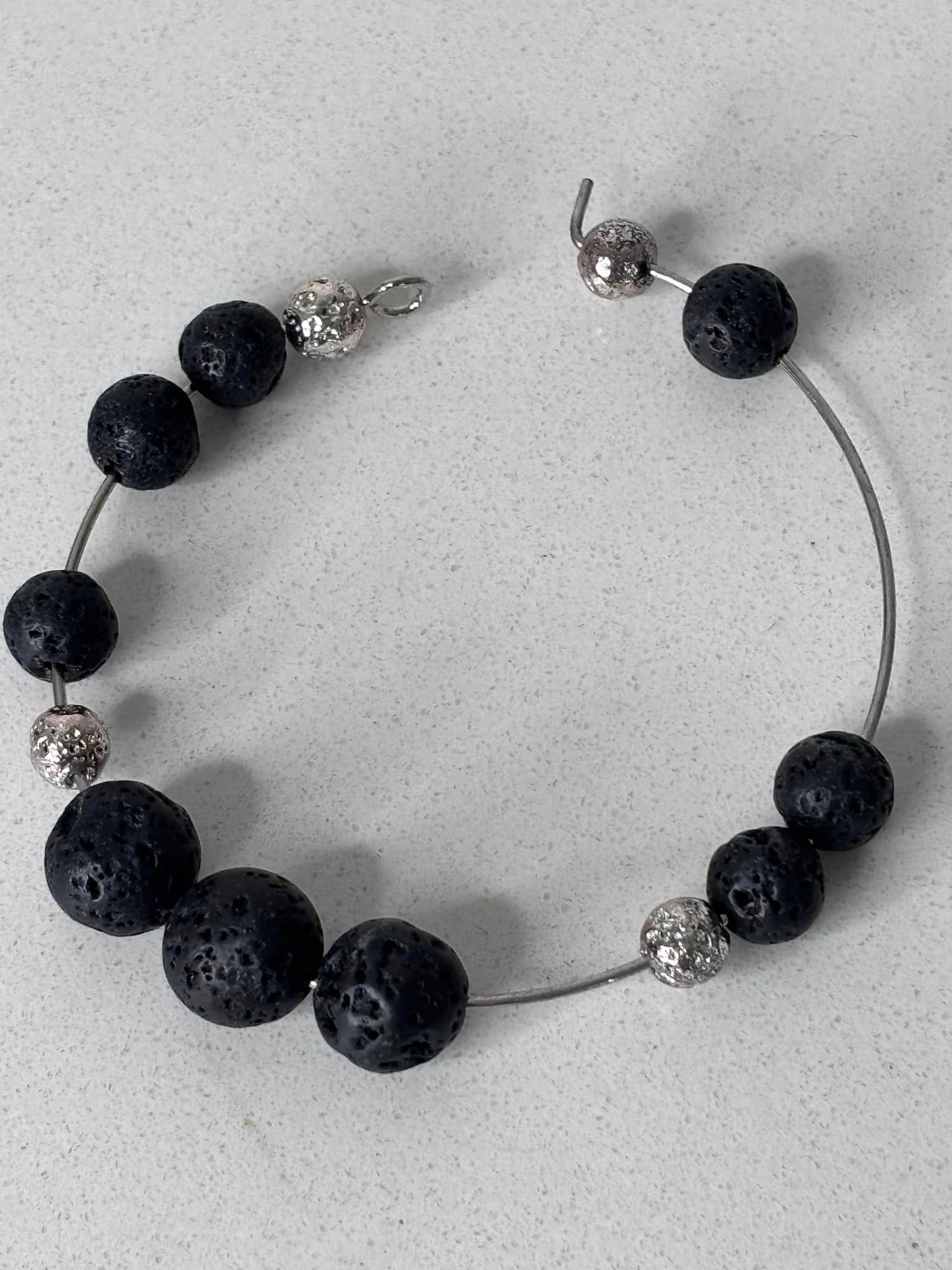 Black and Silver Hoop Earrings