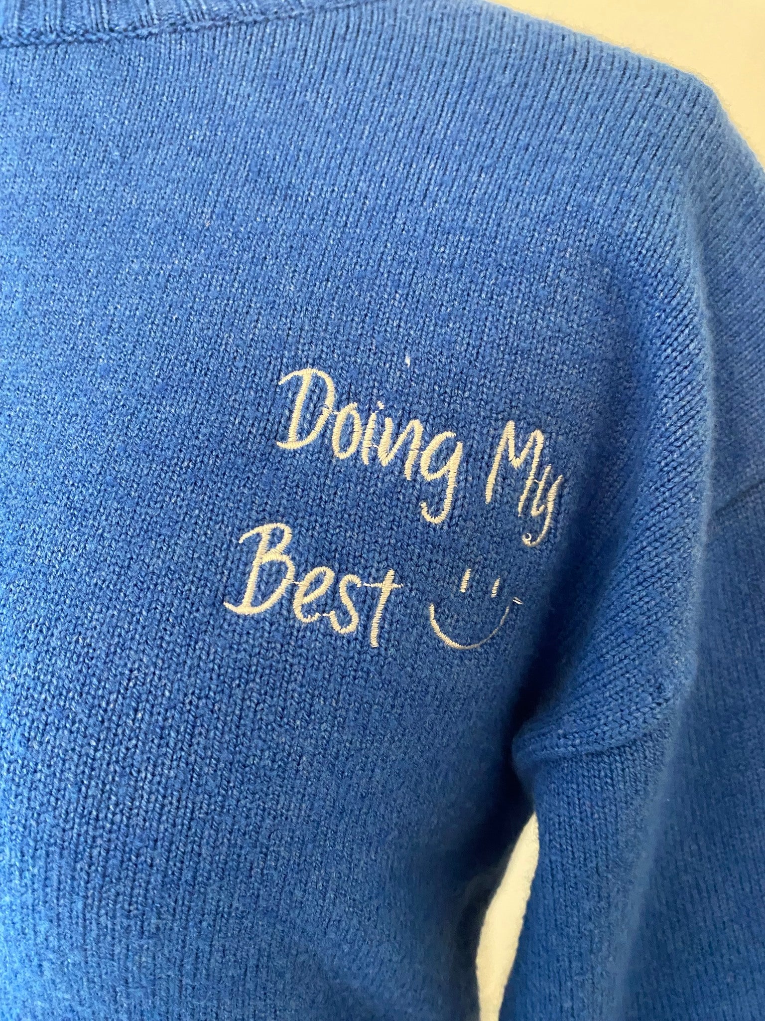 "Doing My Best" Blue Sweater