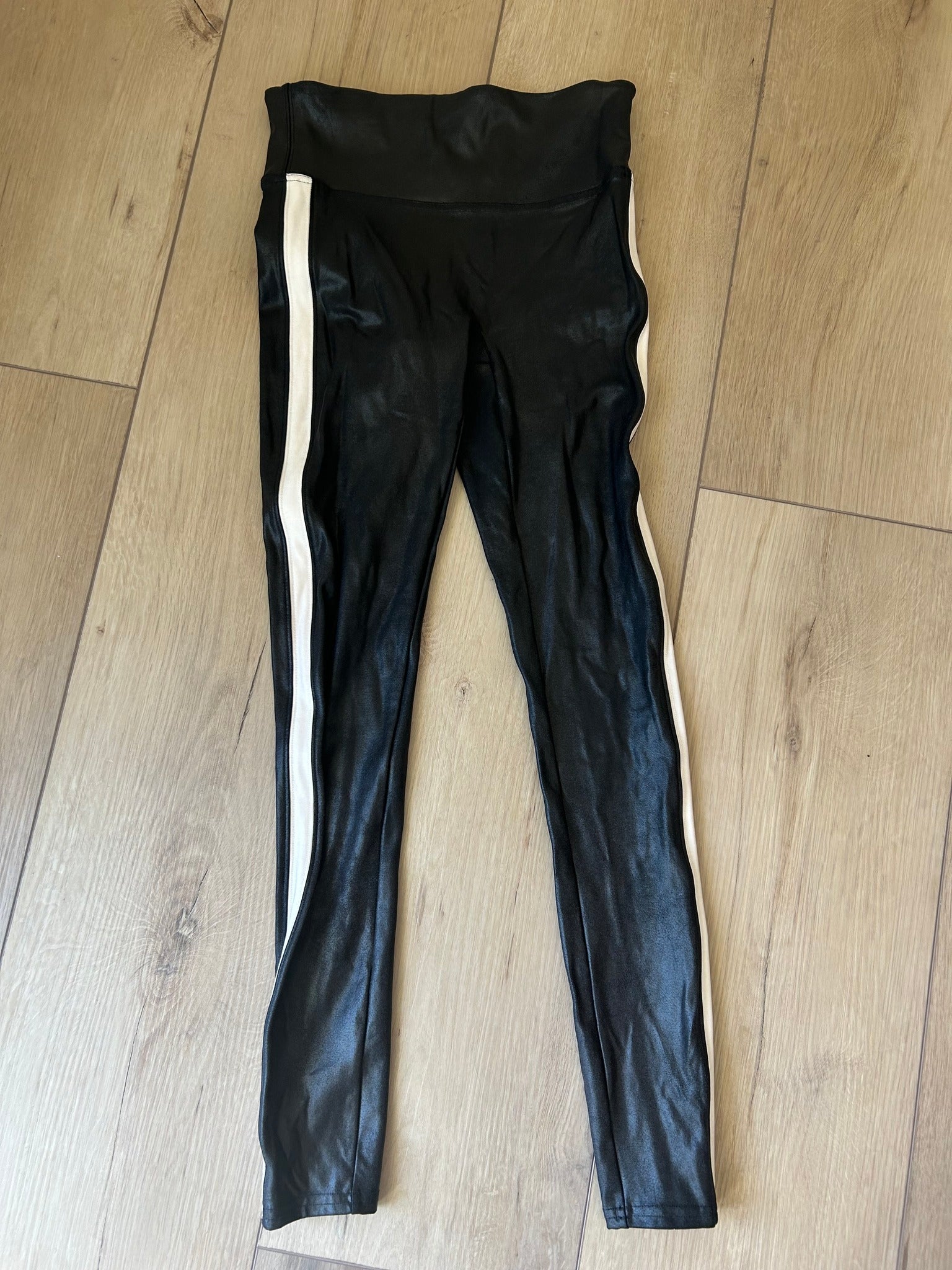 SPANX Faux Leather Leggings for Women Tummy Control with Side Stripe (Size S)