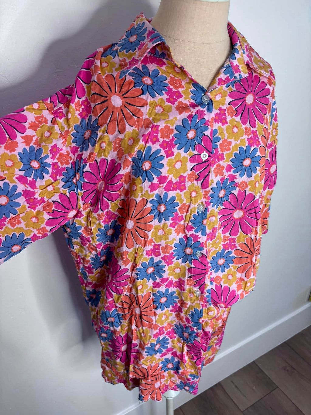 Pink Lily Button Up Tee and Shorts Set