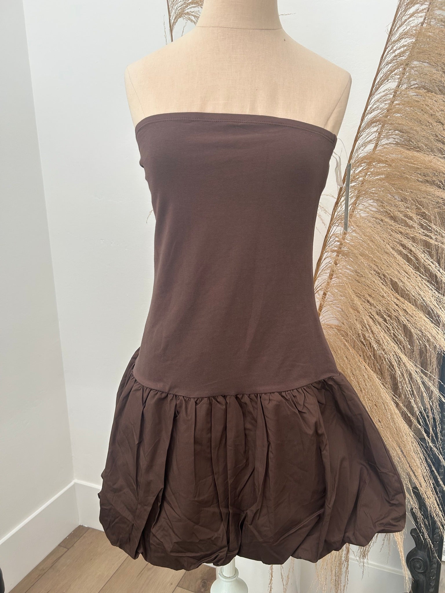 Medium- Strapless Brown Dress