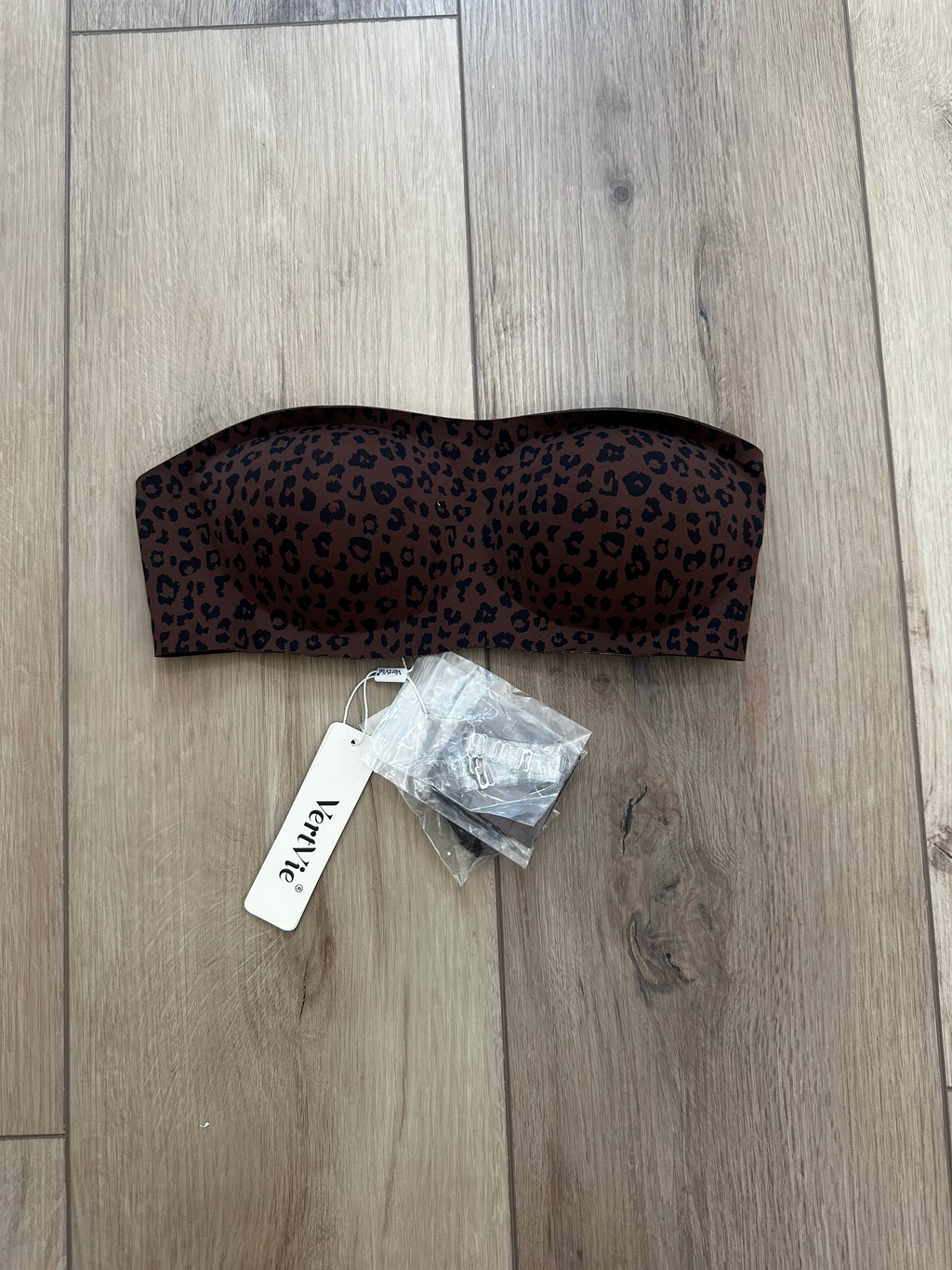 New Brown Cheetah Strapless Bra (Size Small)