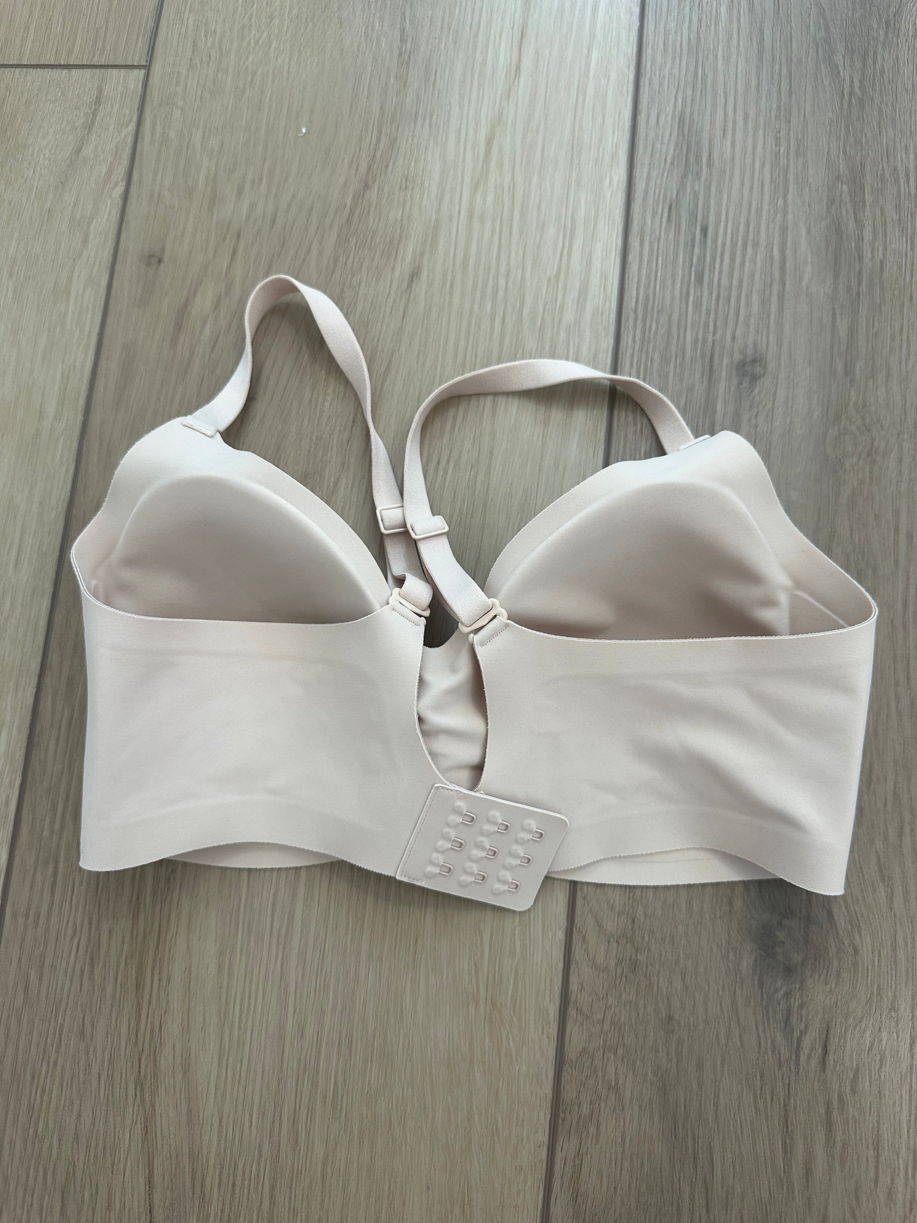 Beige V Neck Bra (Size Small)