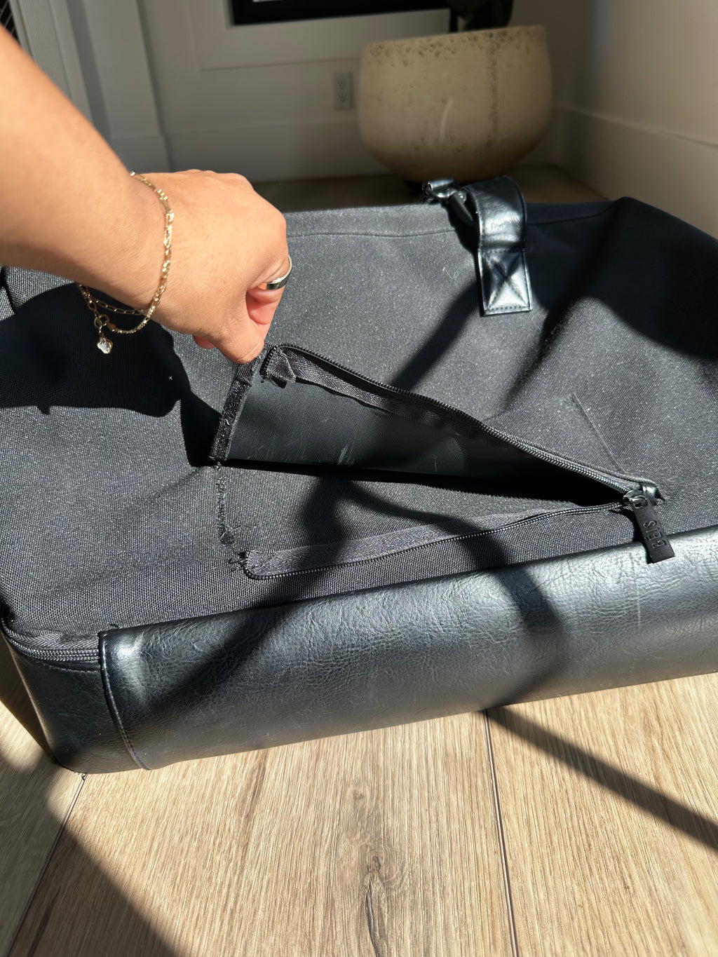 Used Beis Black Weekender Bag