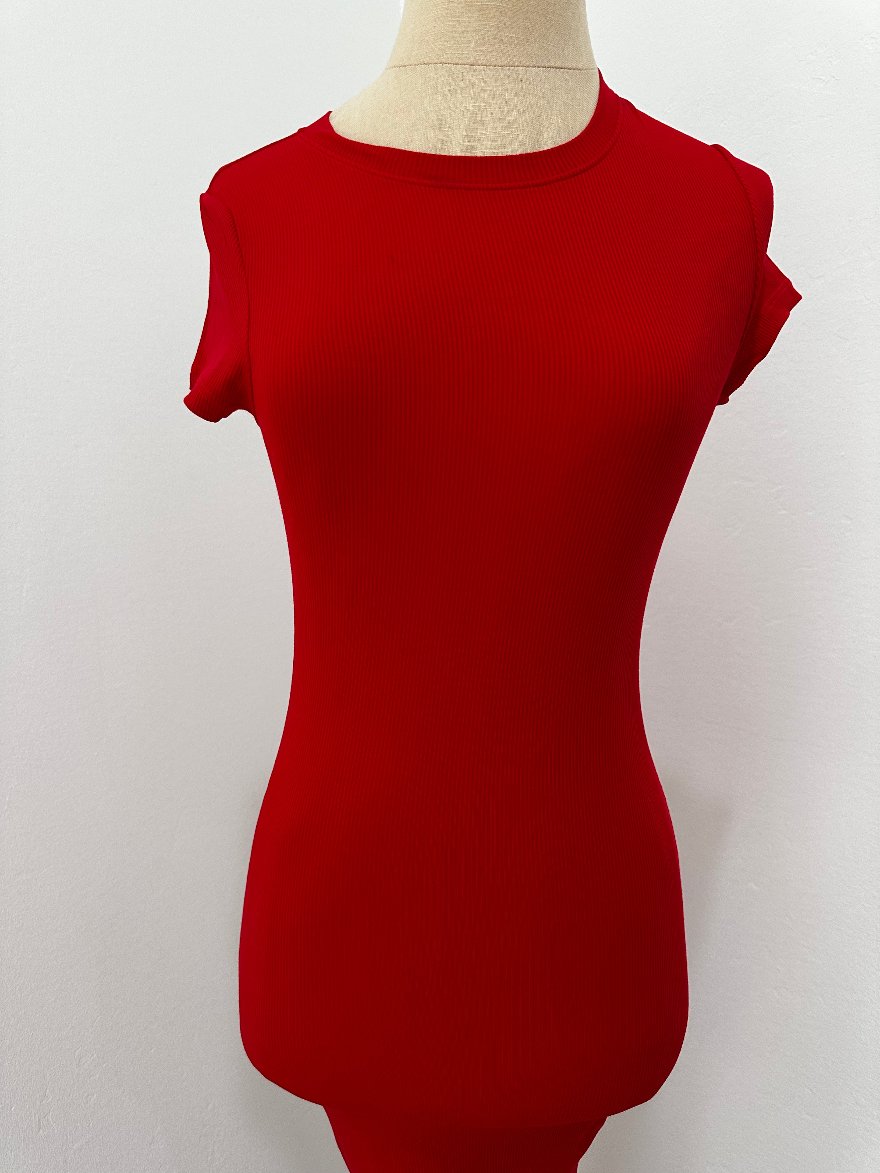 New With Tag Red Ribbed Tshirt Maxi Dress (SIze xsmall)