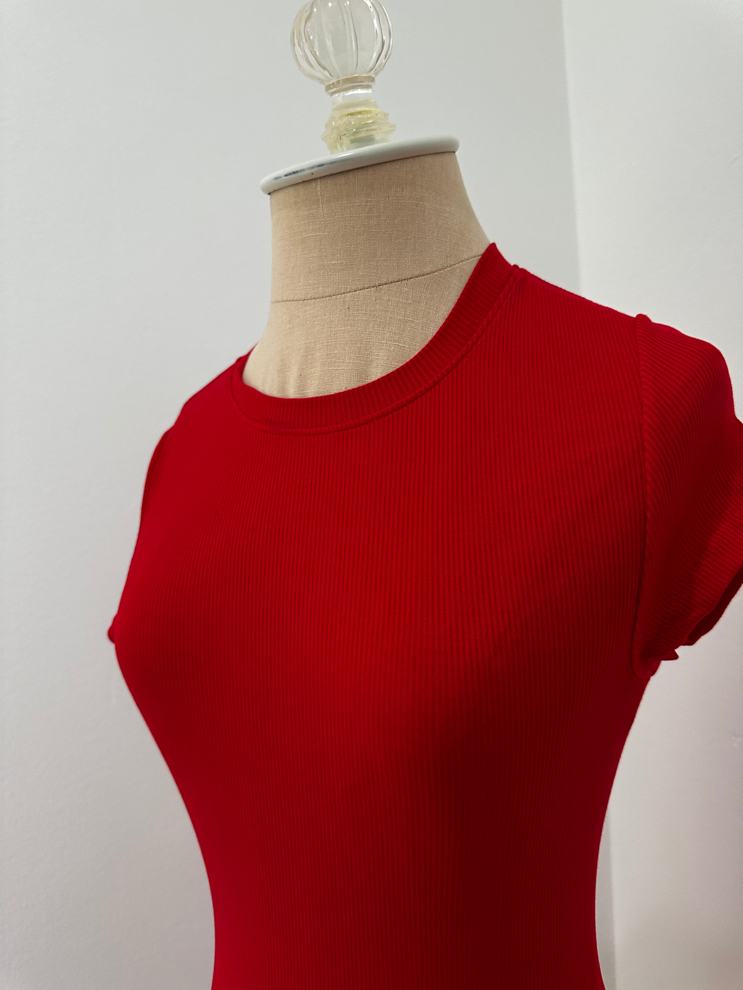 New With Tag Red Ribbed Tshirt Maxi Dress (SIze xsmall)
