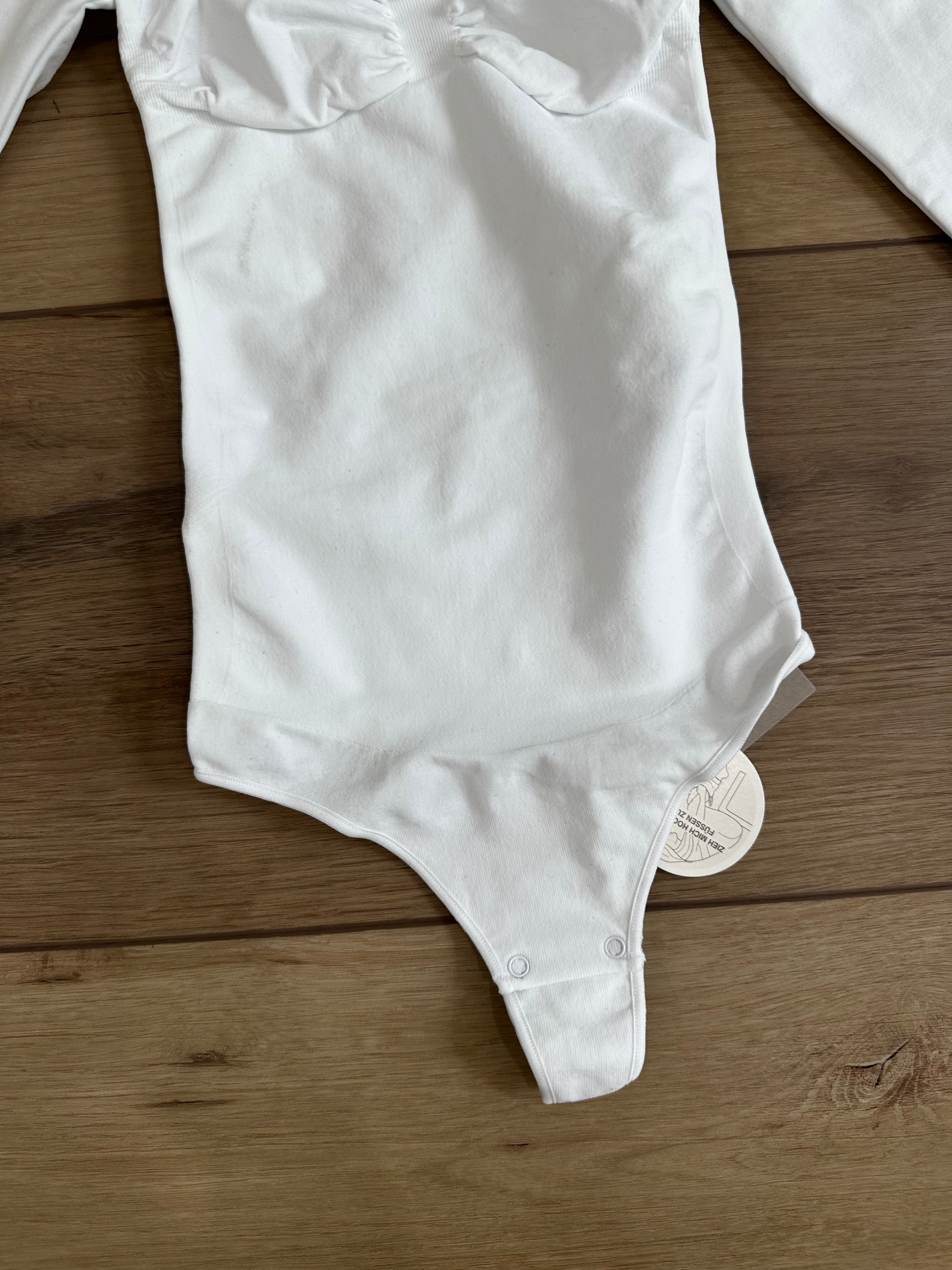 White Long Sleeve Shapewear Bodysuit (Size Medium)