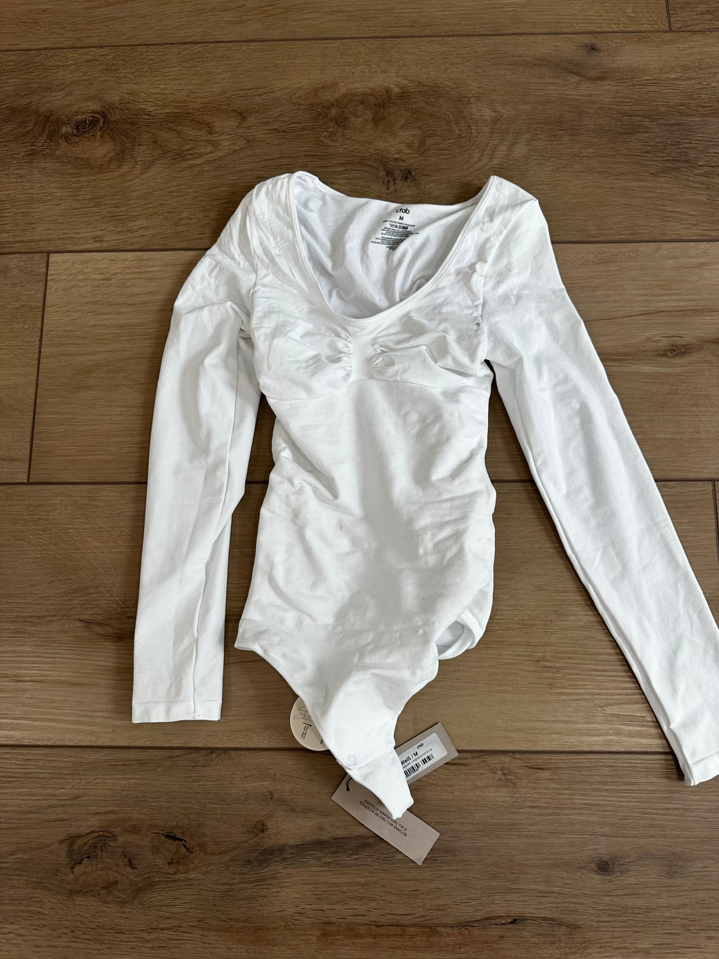 White Long Sleeve Shapewear Bodysuit (Size Medium)