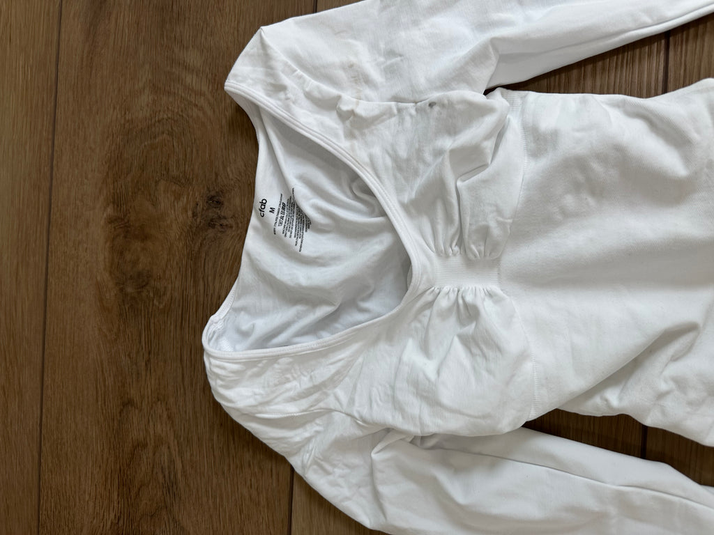 White Long Sleeve Shapewear Bodysuit (Size Medium)