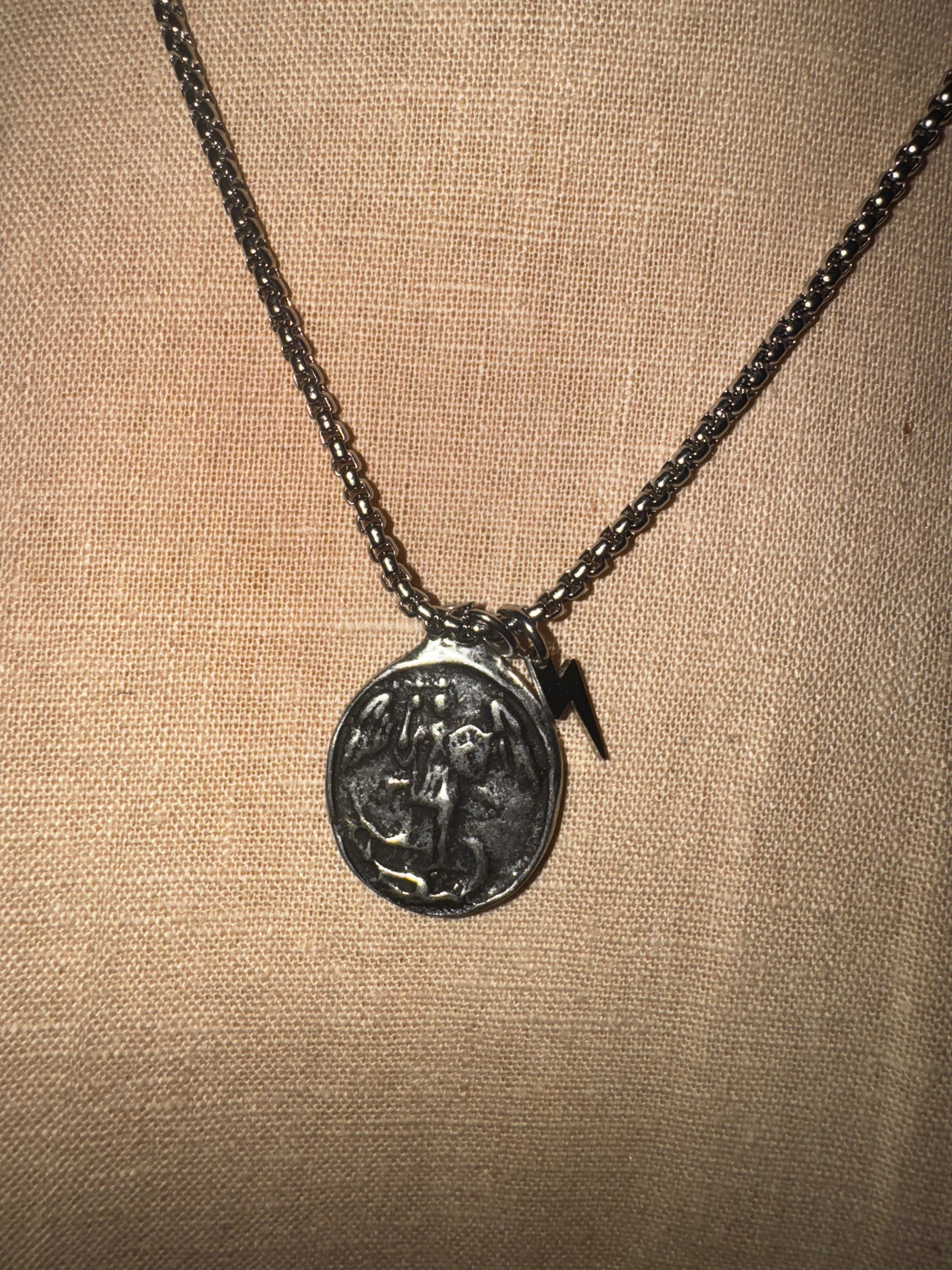 Silver Saint Necklace by Lavender Blue