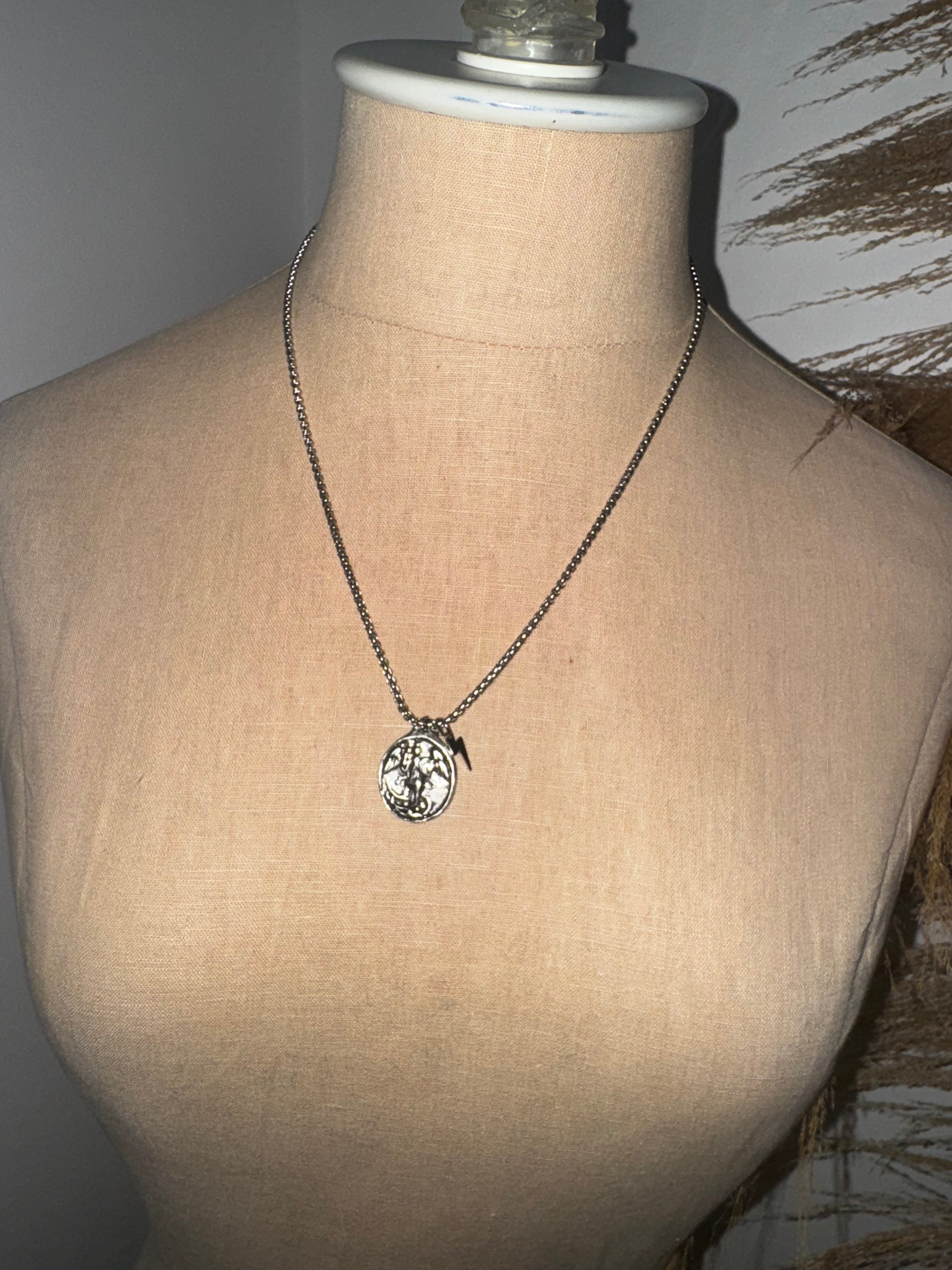 Silver Saint Necklace by Lavender Blue
