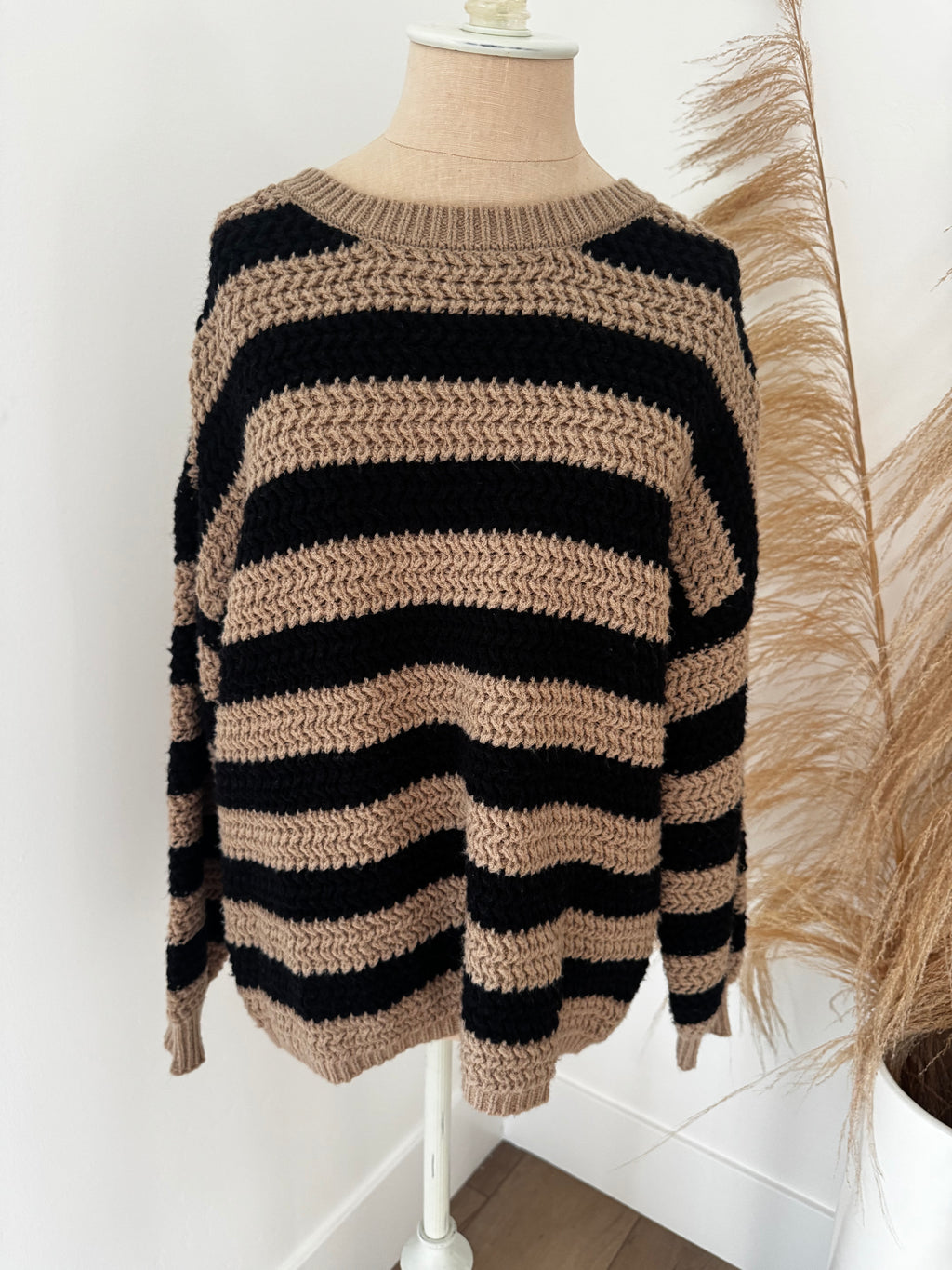 Black and Cream Stripped Sweater