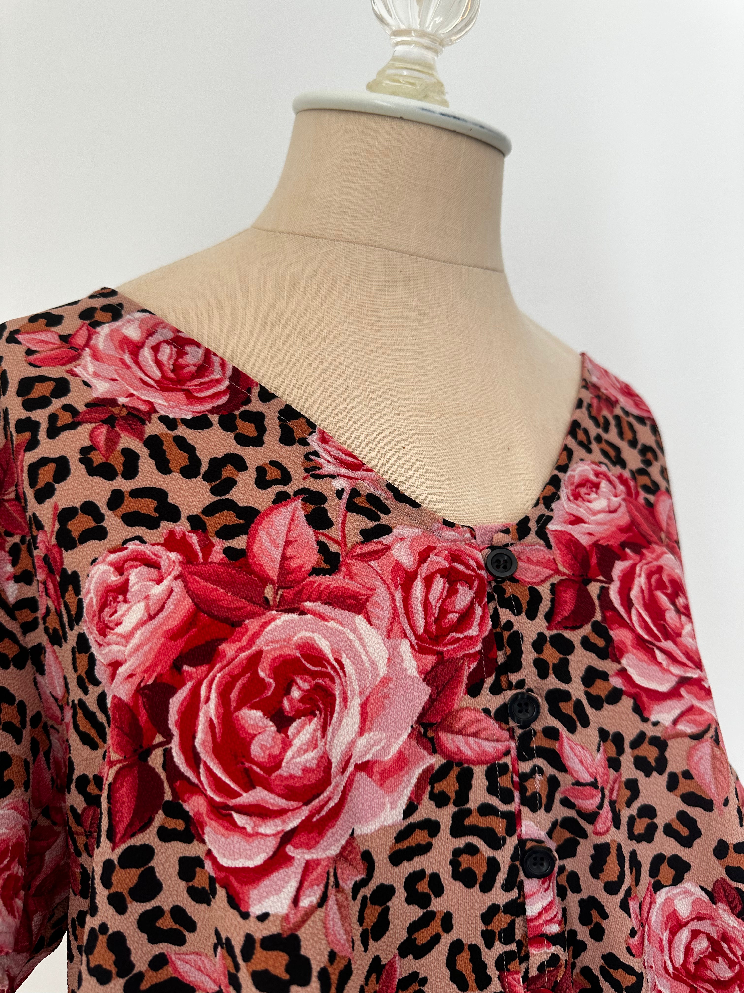 Cheetah and rose top (Size Large)
