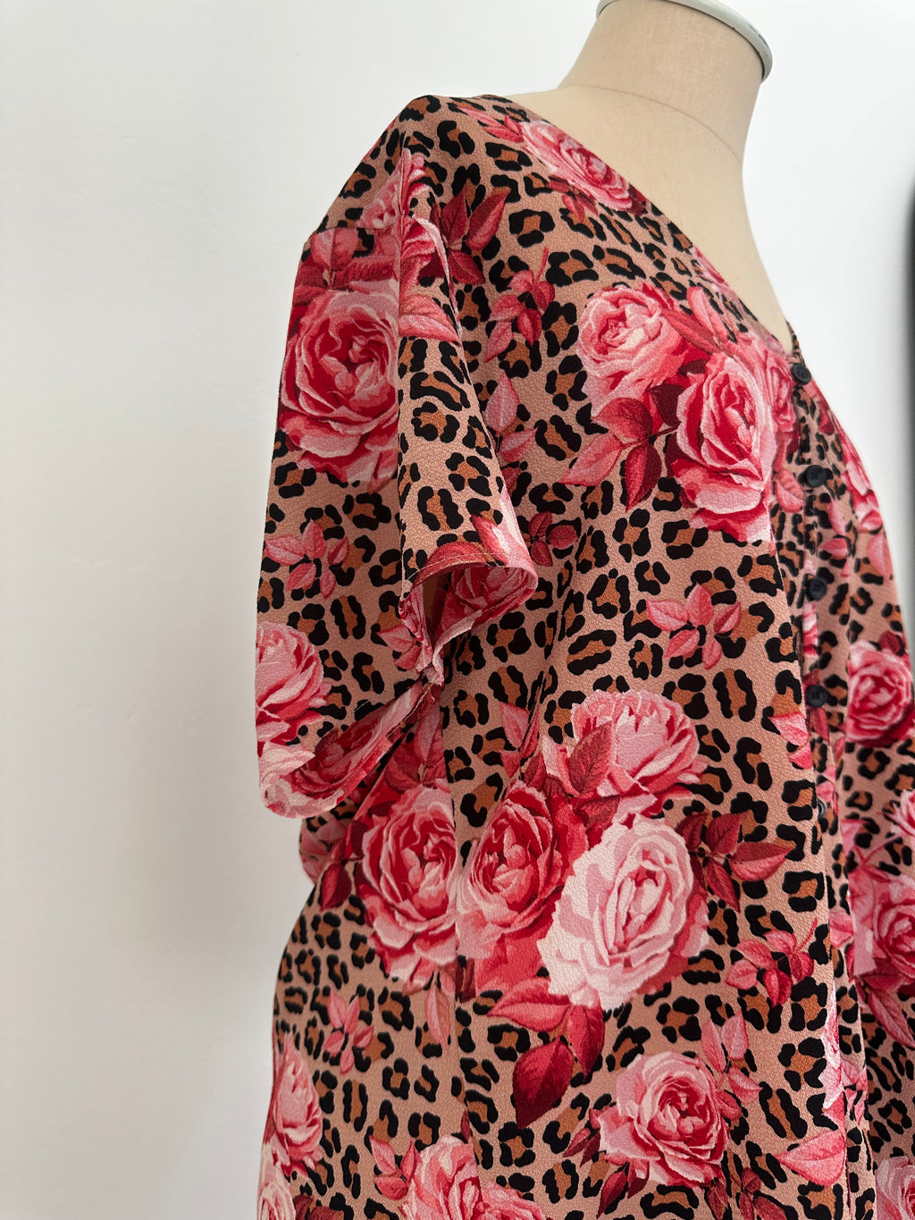 Cheetah and rose top (Size Large)