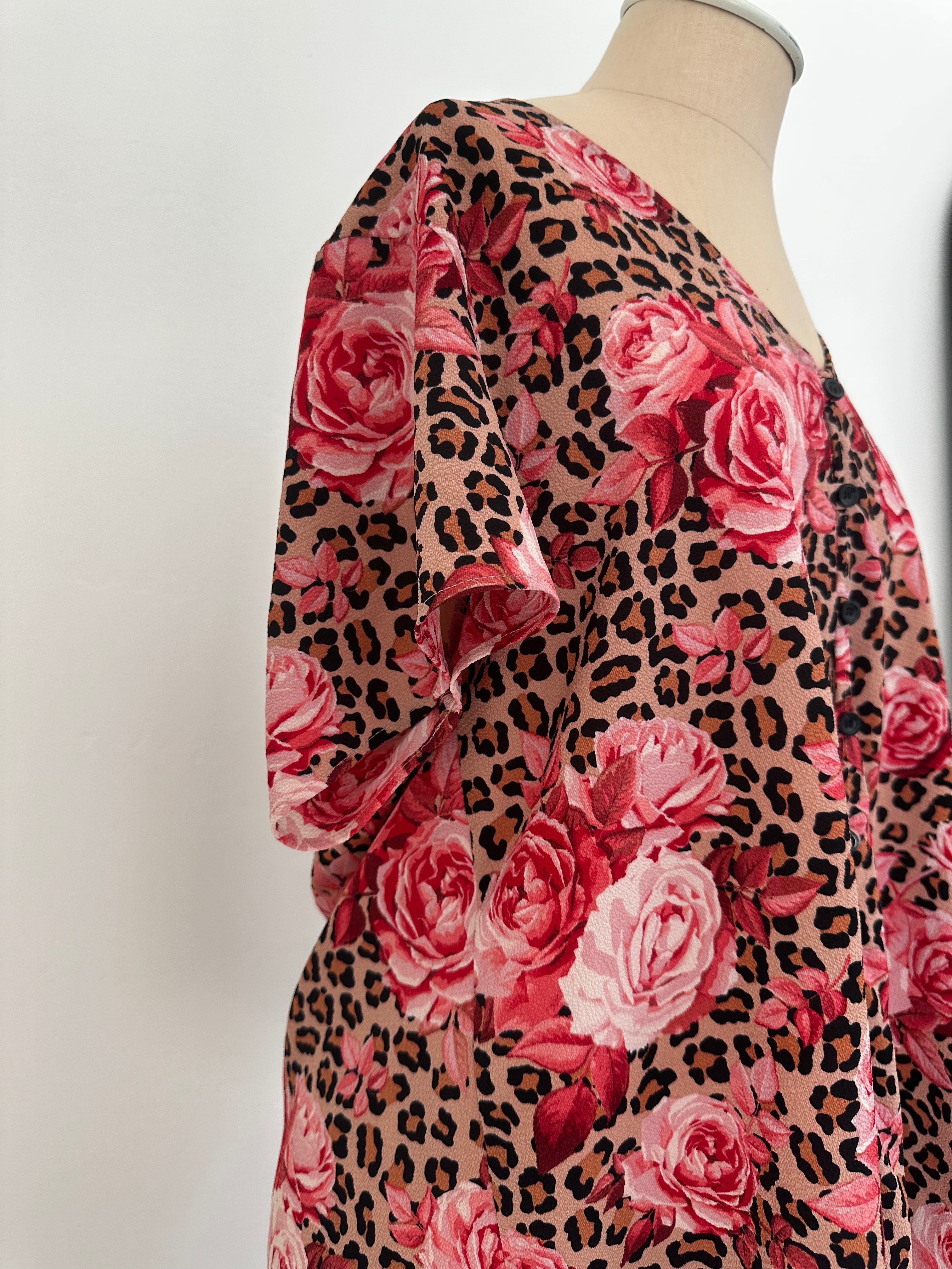 Cheetah and rose top (Size Large)