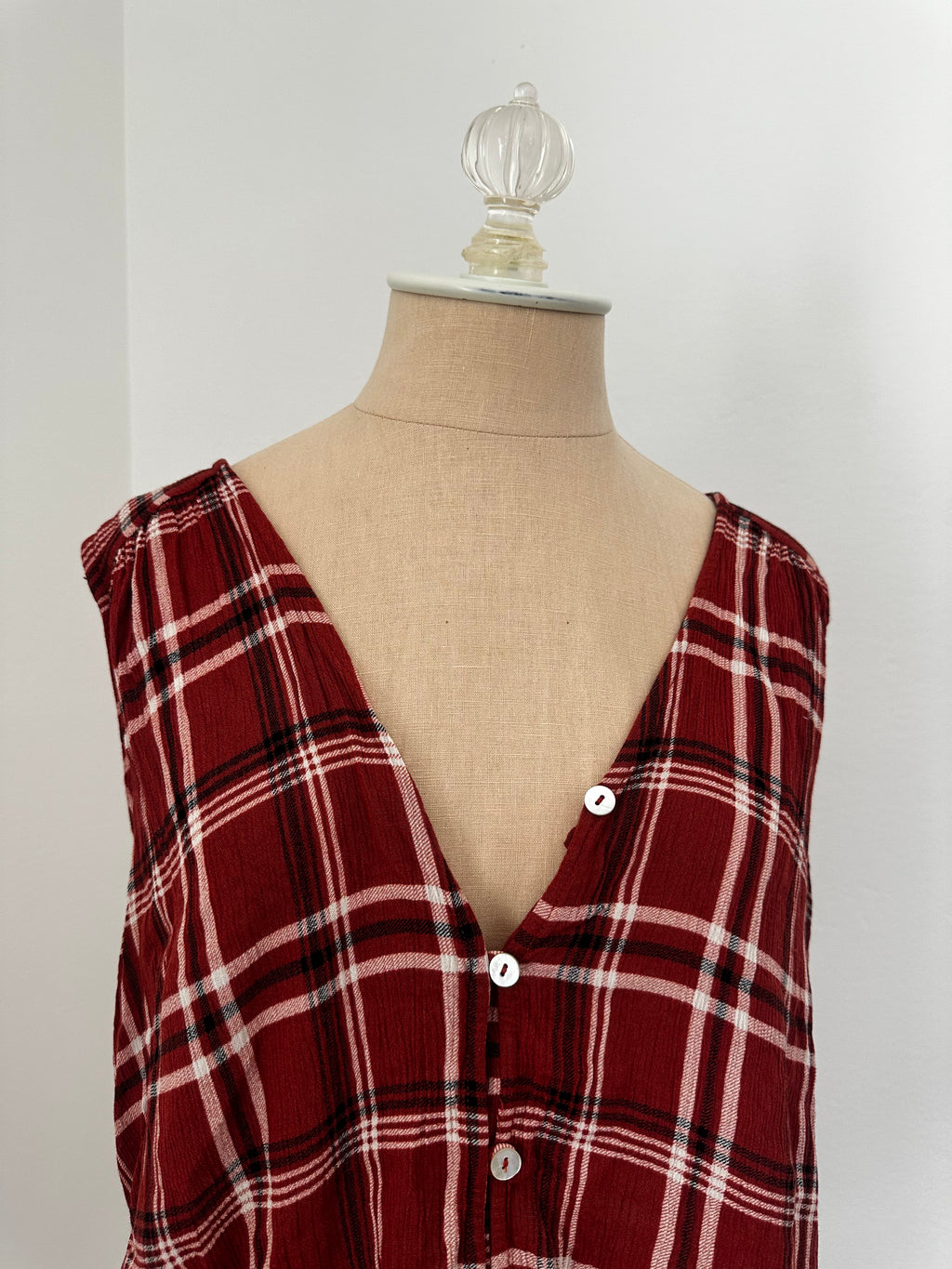 Red Plaid Button Up (Size Large)