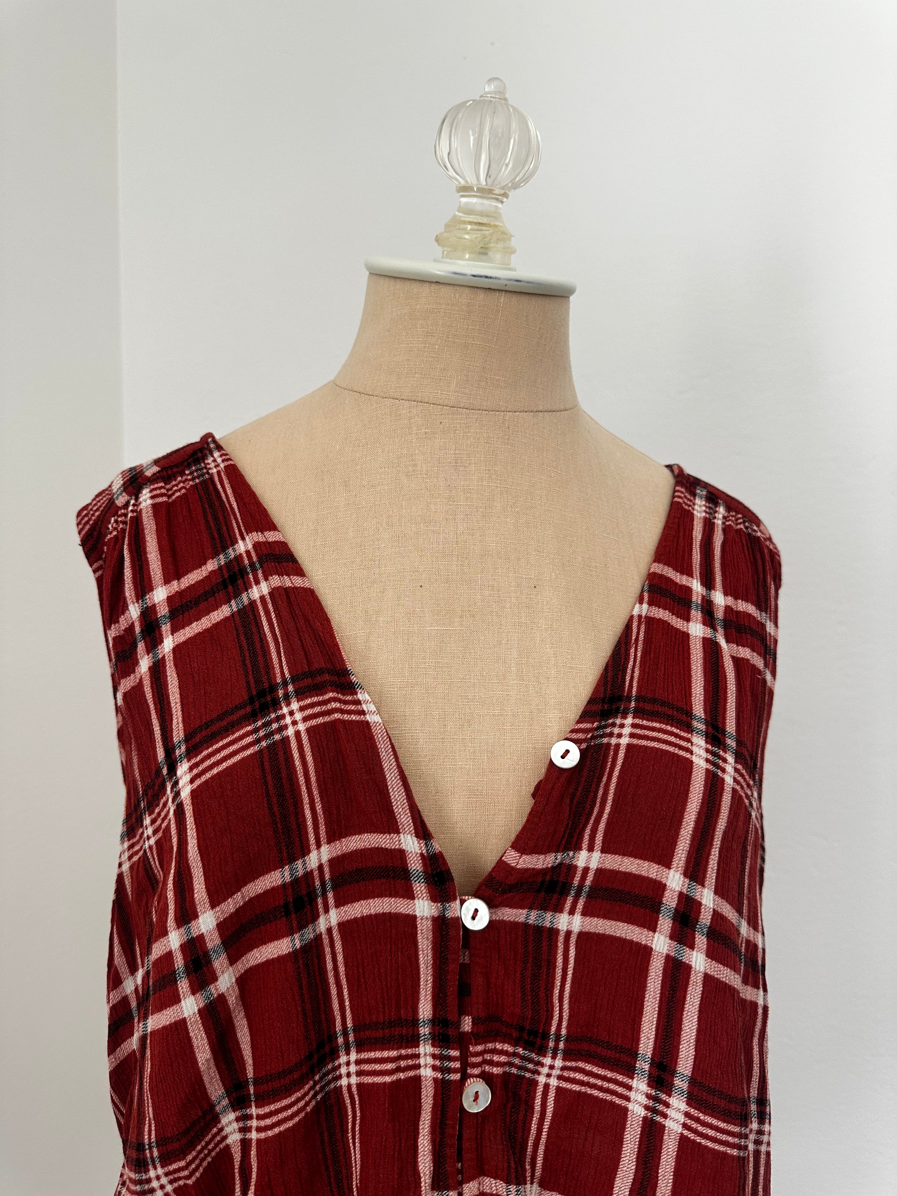 Red Plaid Button Up (Size Large)