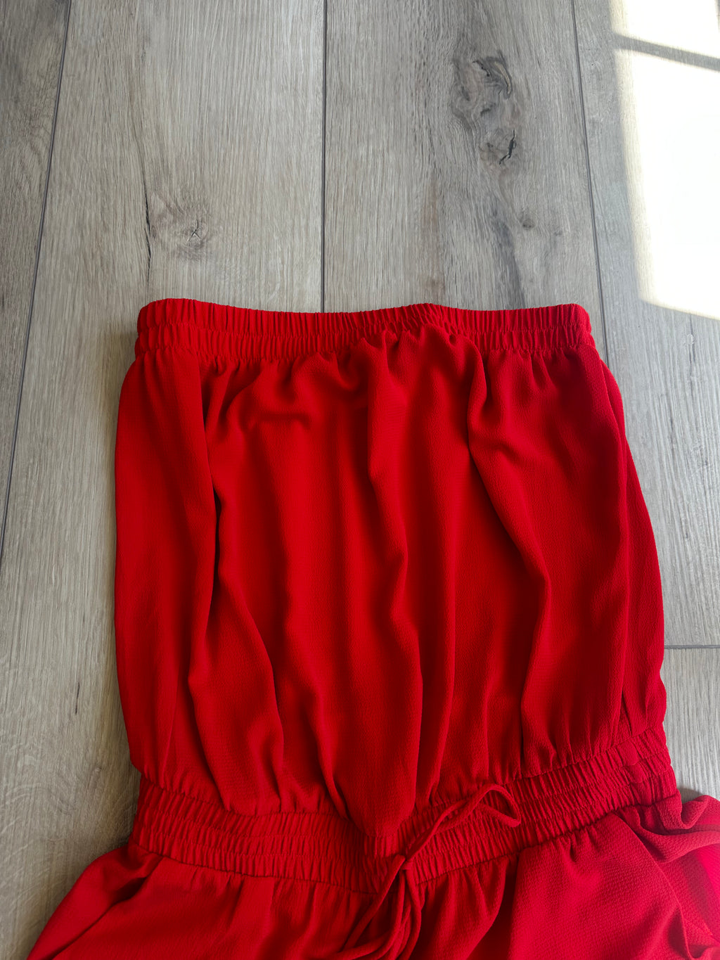 Red Strapless Romper  pink lily (Size Large)