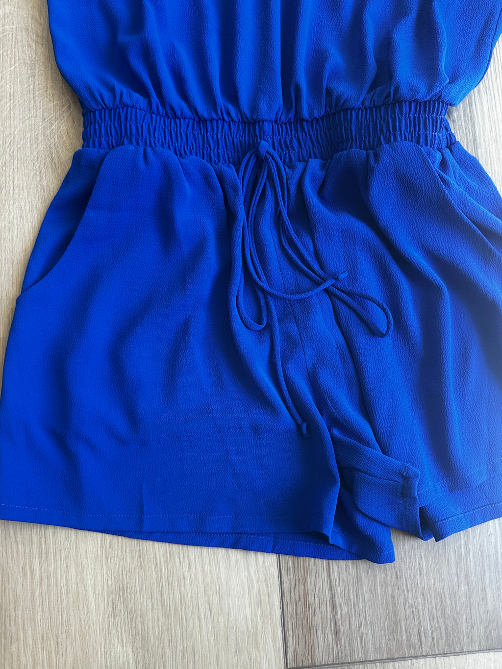 Blue Strapless Romper  pink lily (Size Large)