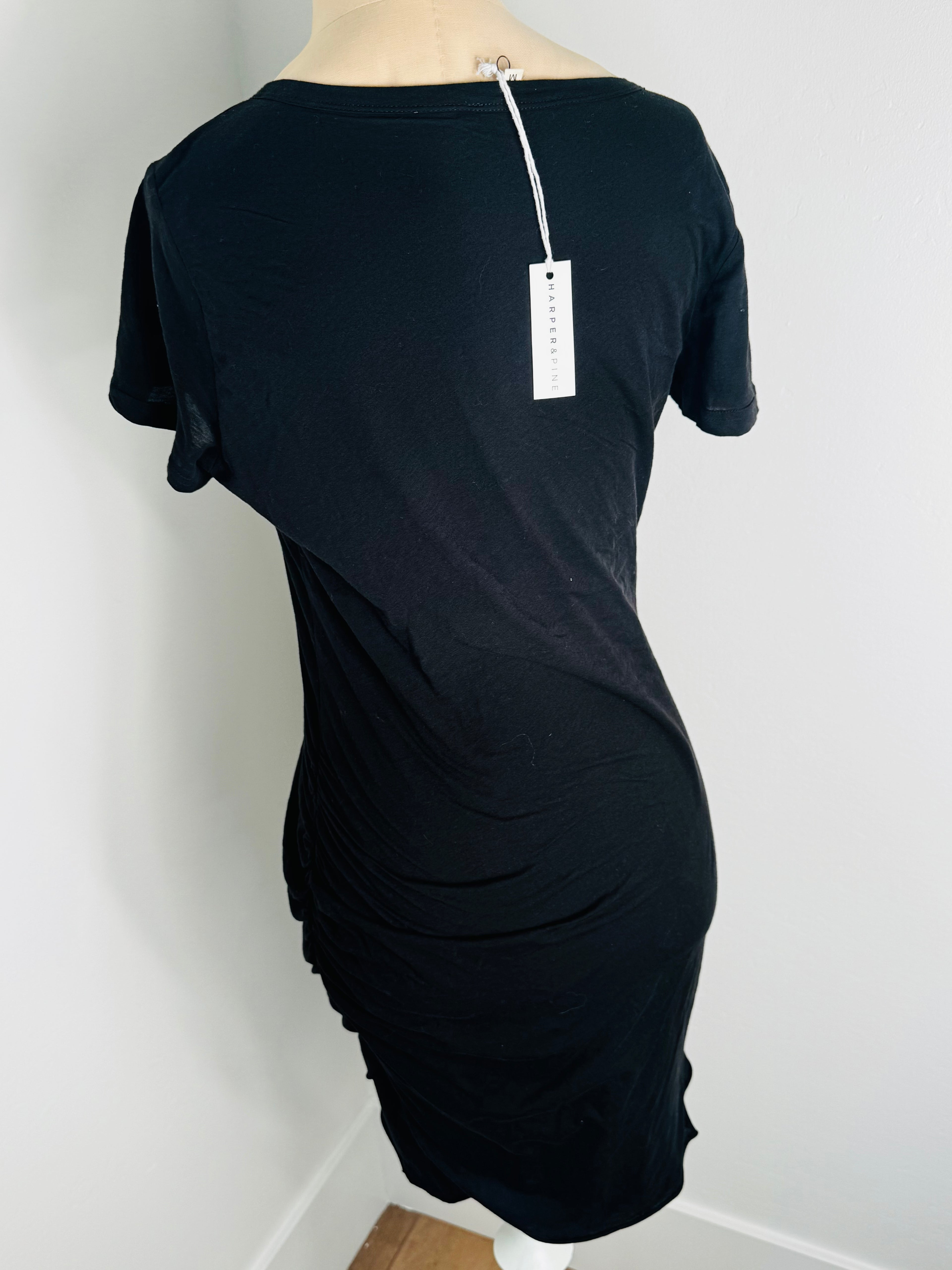 Black 'T-Shirt Dress' with Scrunch Side