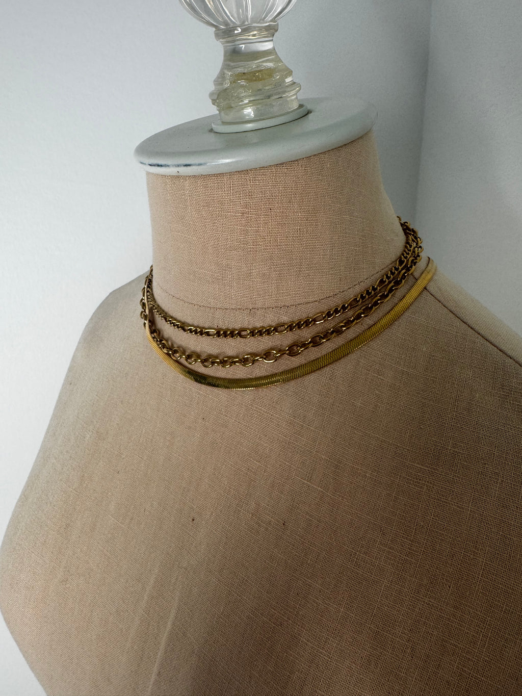 3 Stack Gold Chain Necklace Set