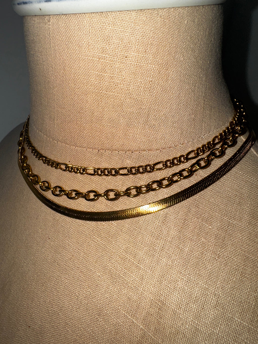 3 Stack Gold Chain Necklace Set