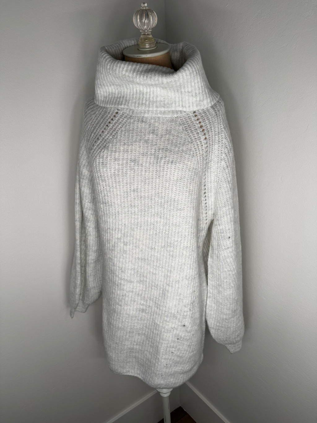 Light Grey Turtleneck Sweater Dress