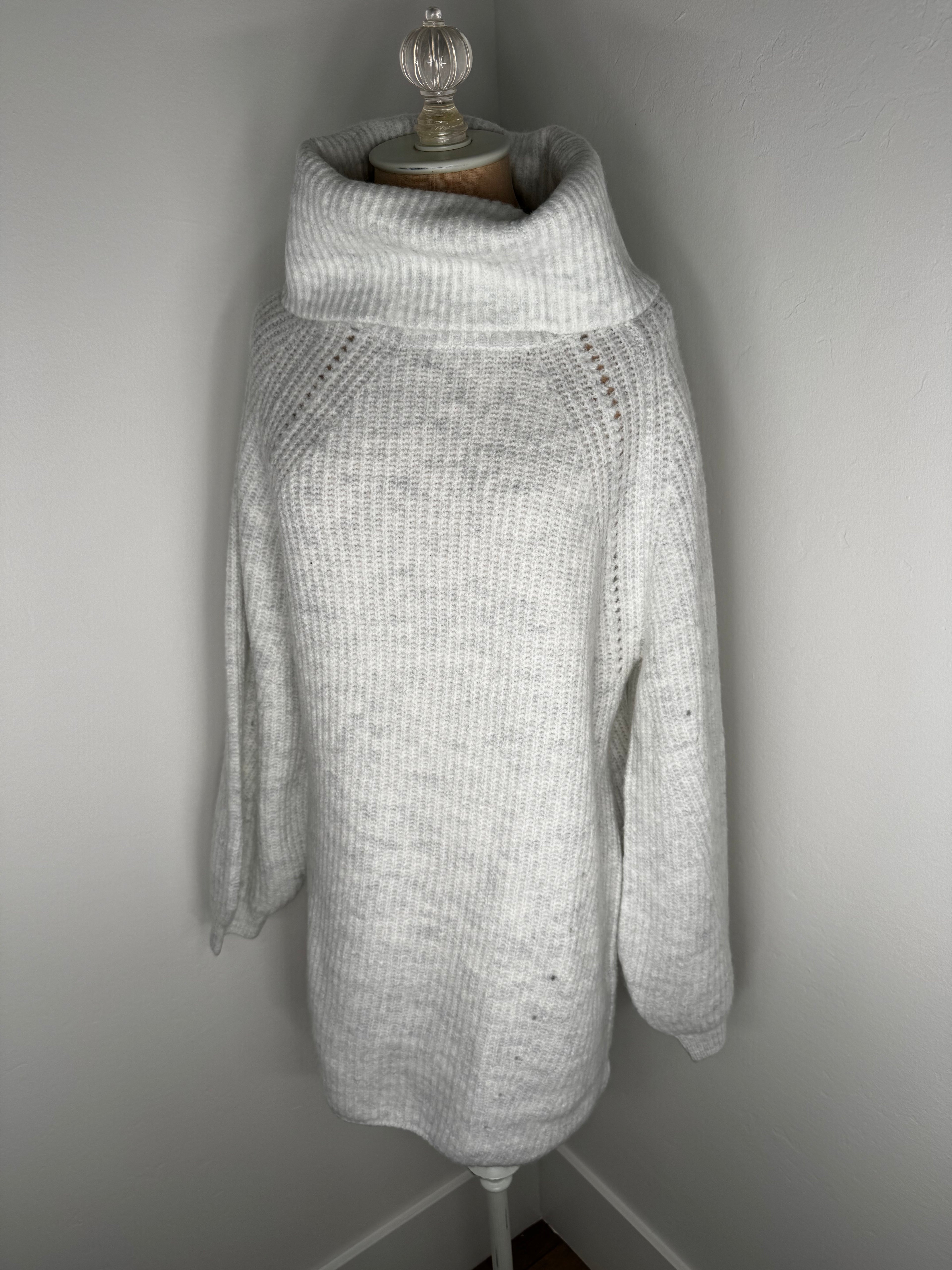 Light Grey Turtleneck Sweater Dress