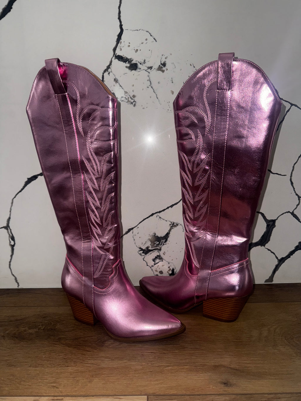 Hot Pink Cowboy Boots (Size: 6)