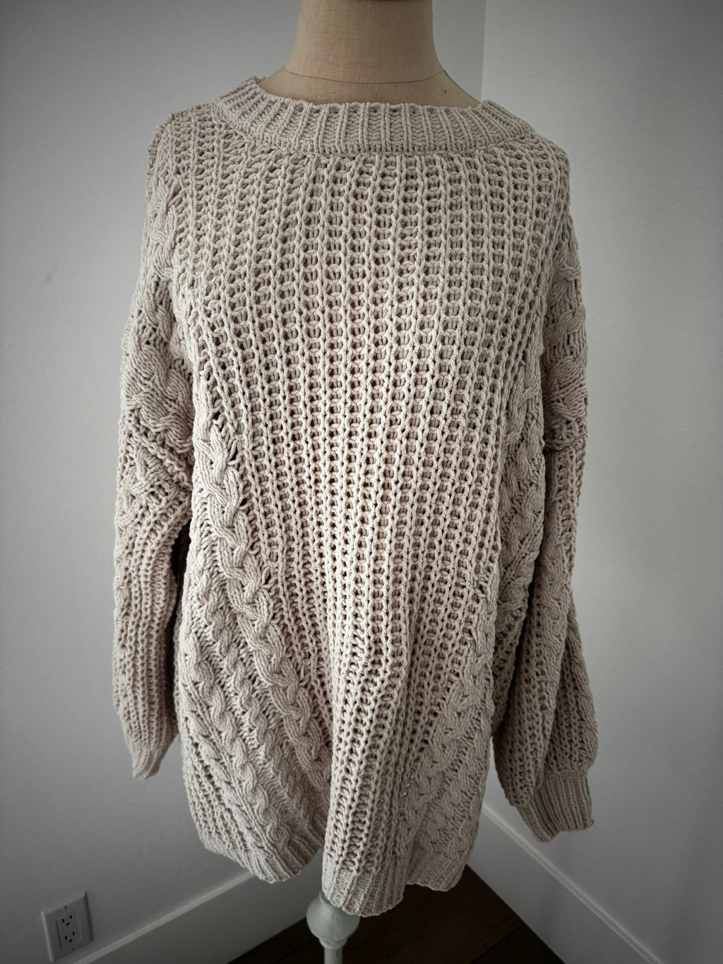 Long Cream Sweater by Pink Lily