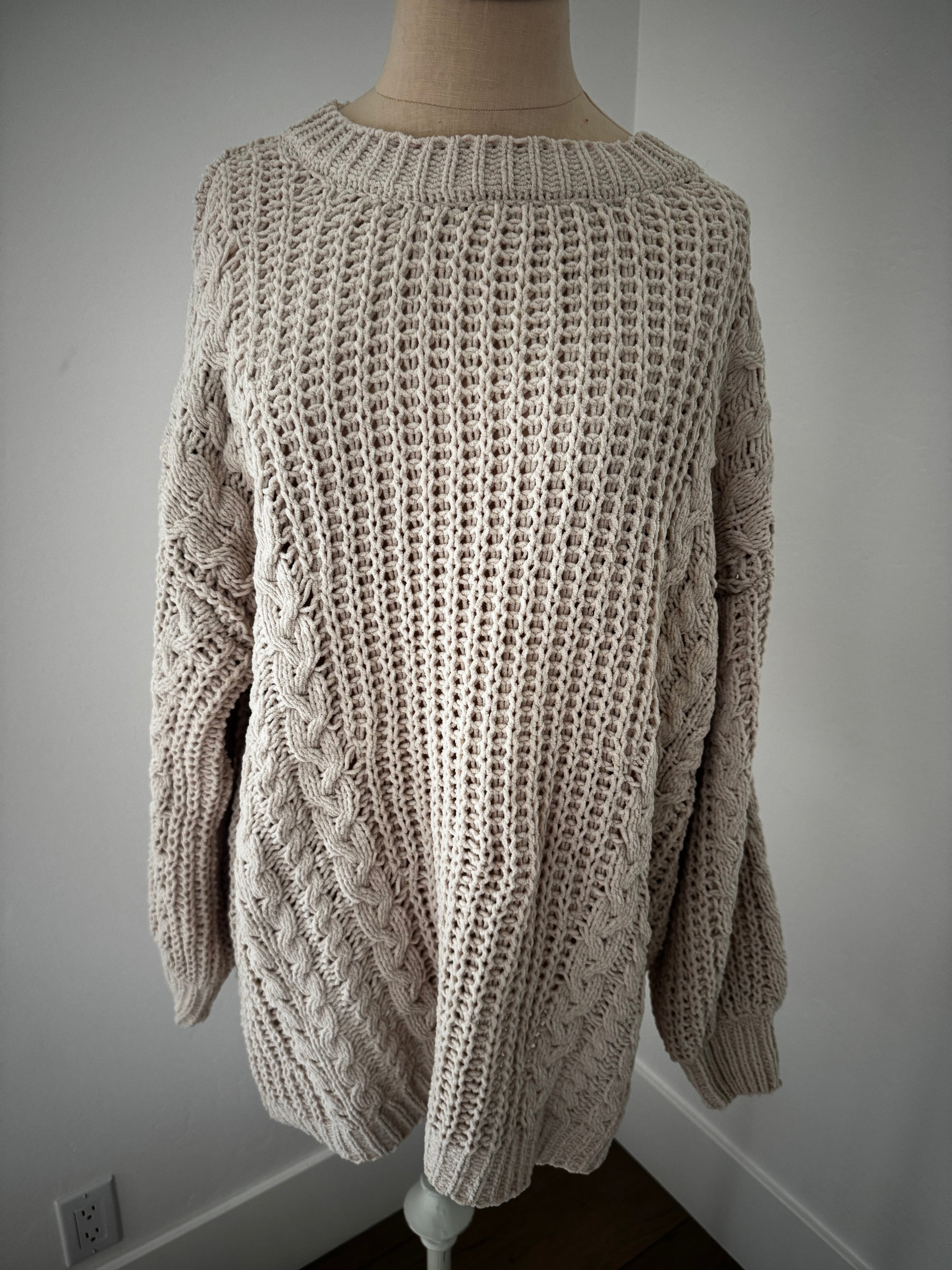 Long Cream Sweater by Pink Lily