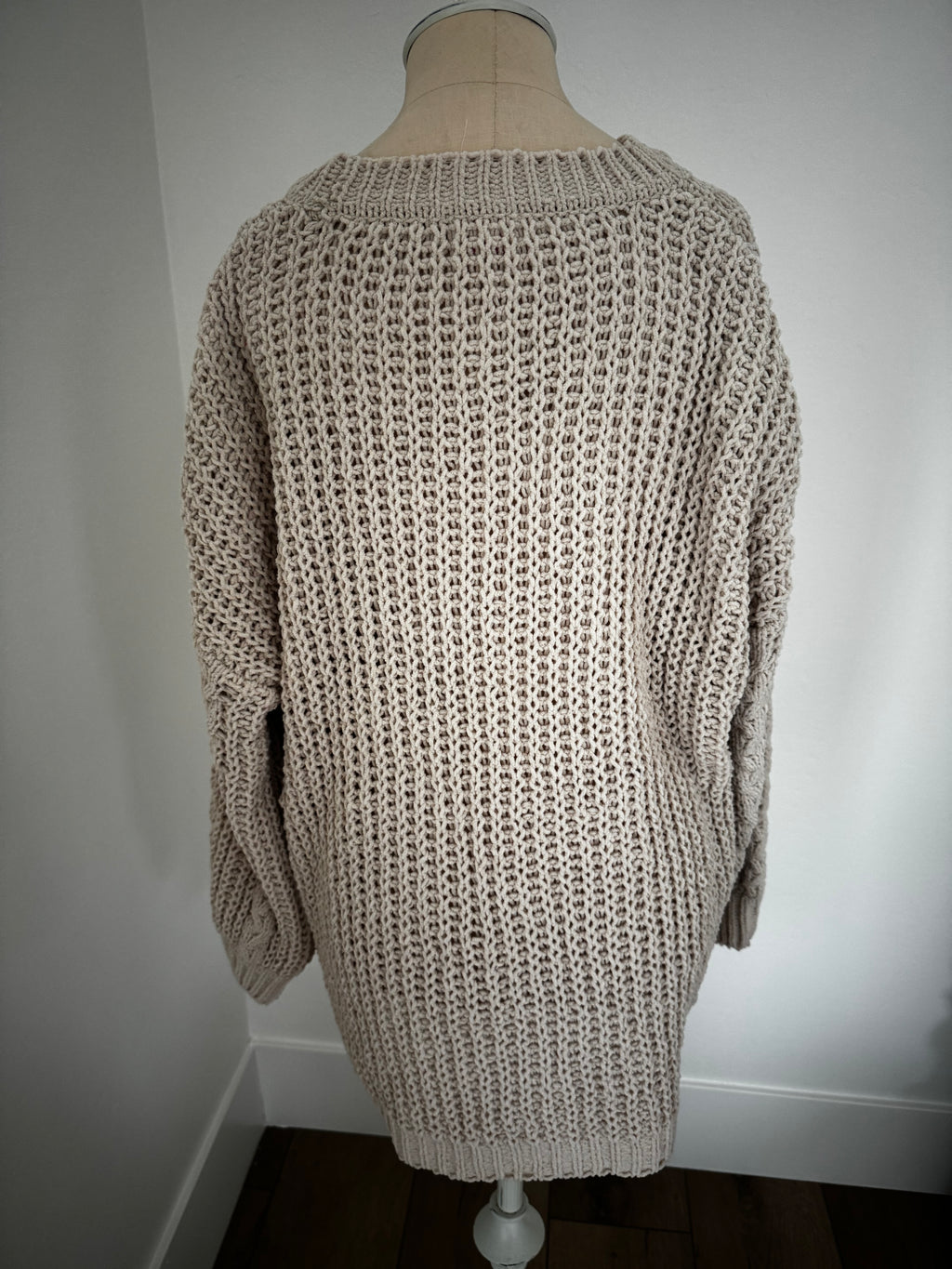 Long Cream Sweater by Pink Lily