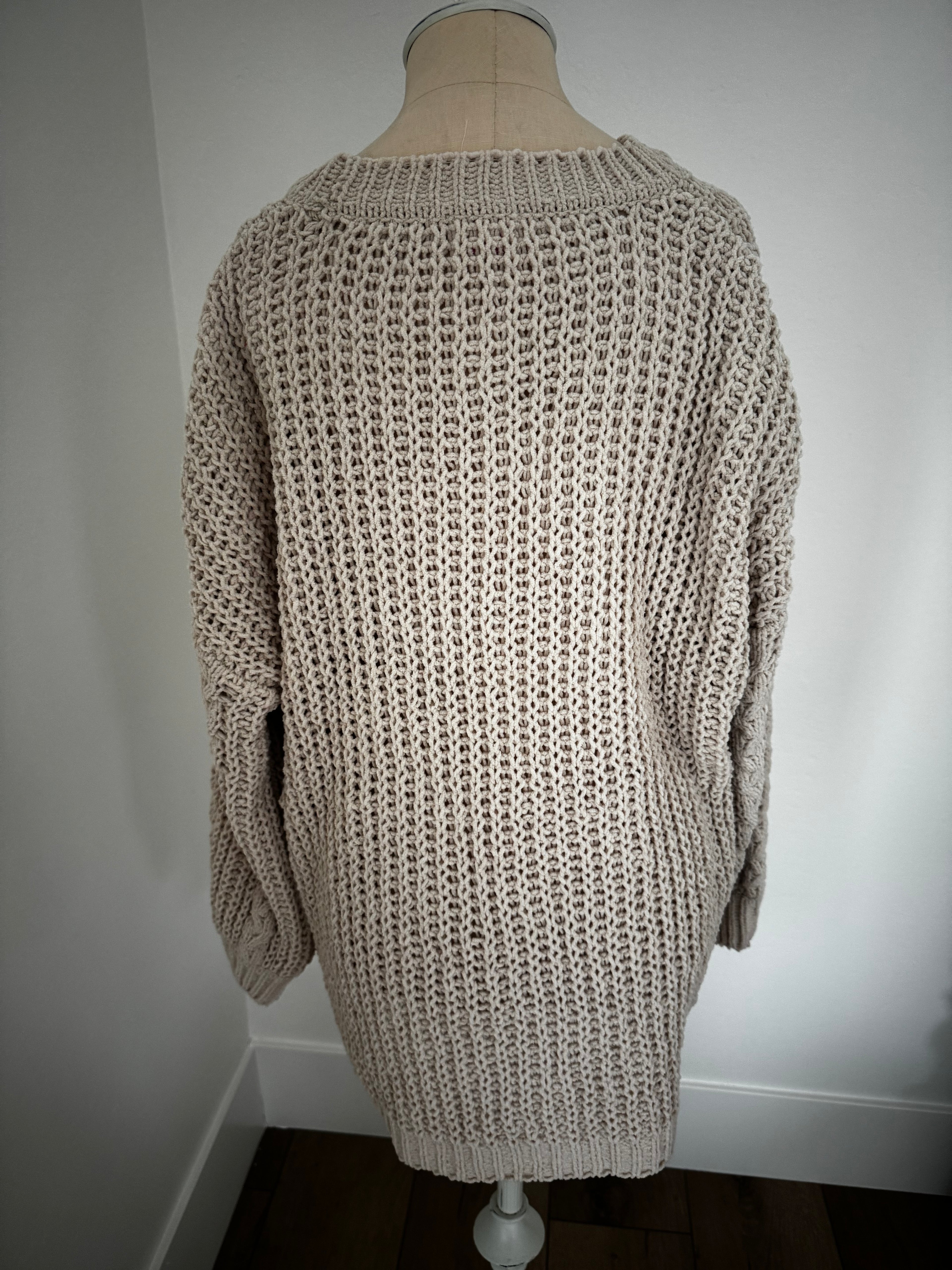 Long Cream Sweater by Pink Lily