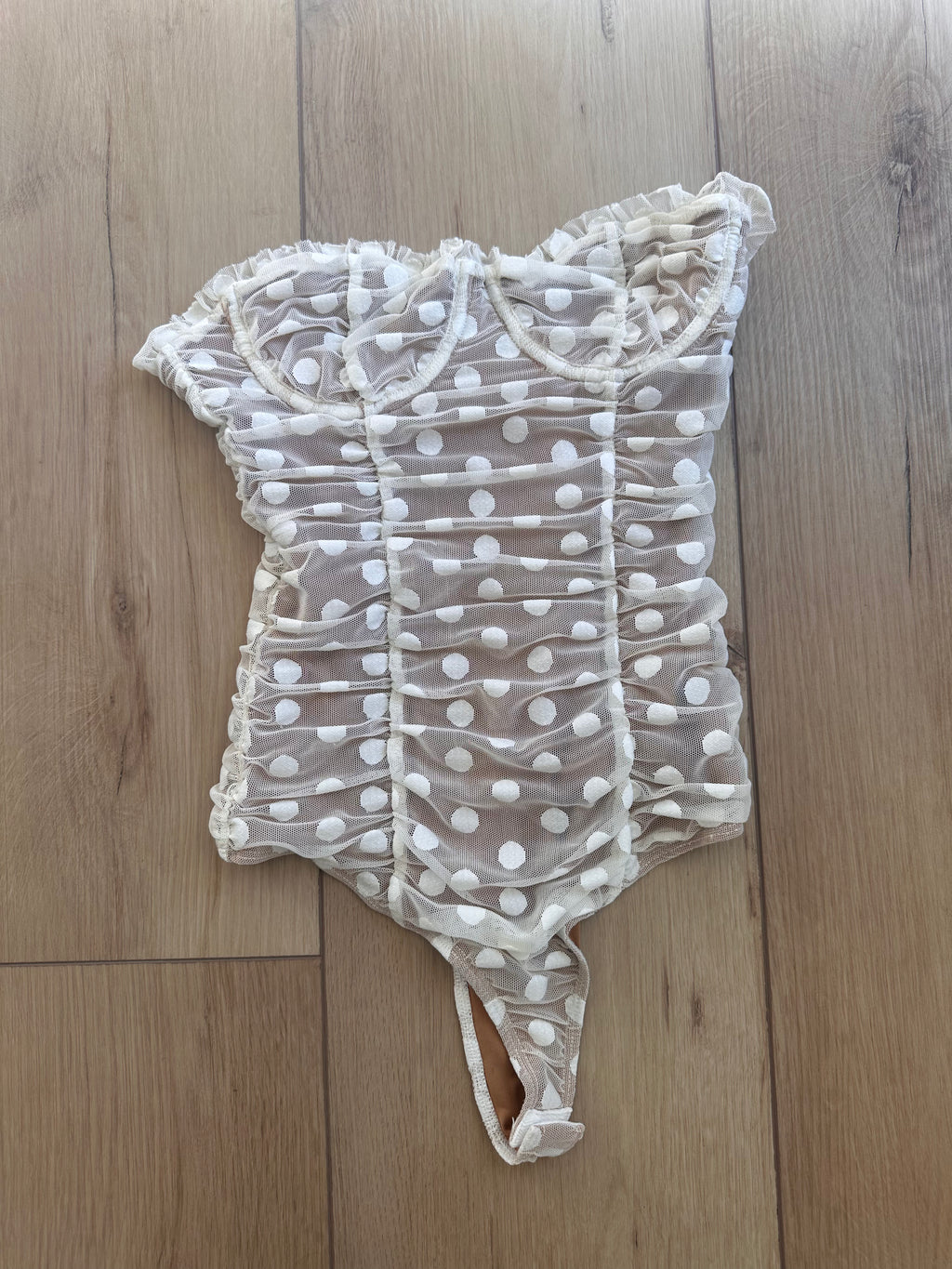 White Polka Dot Bodysuit(Size Xsmall)