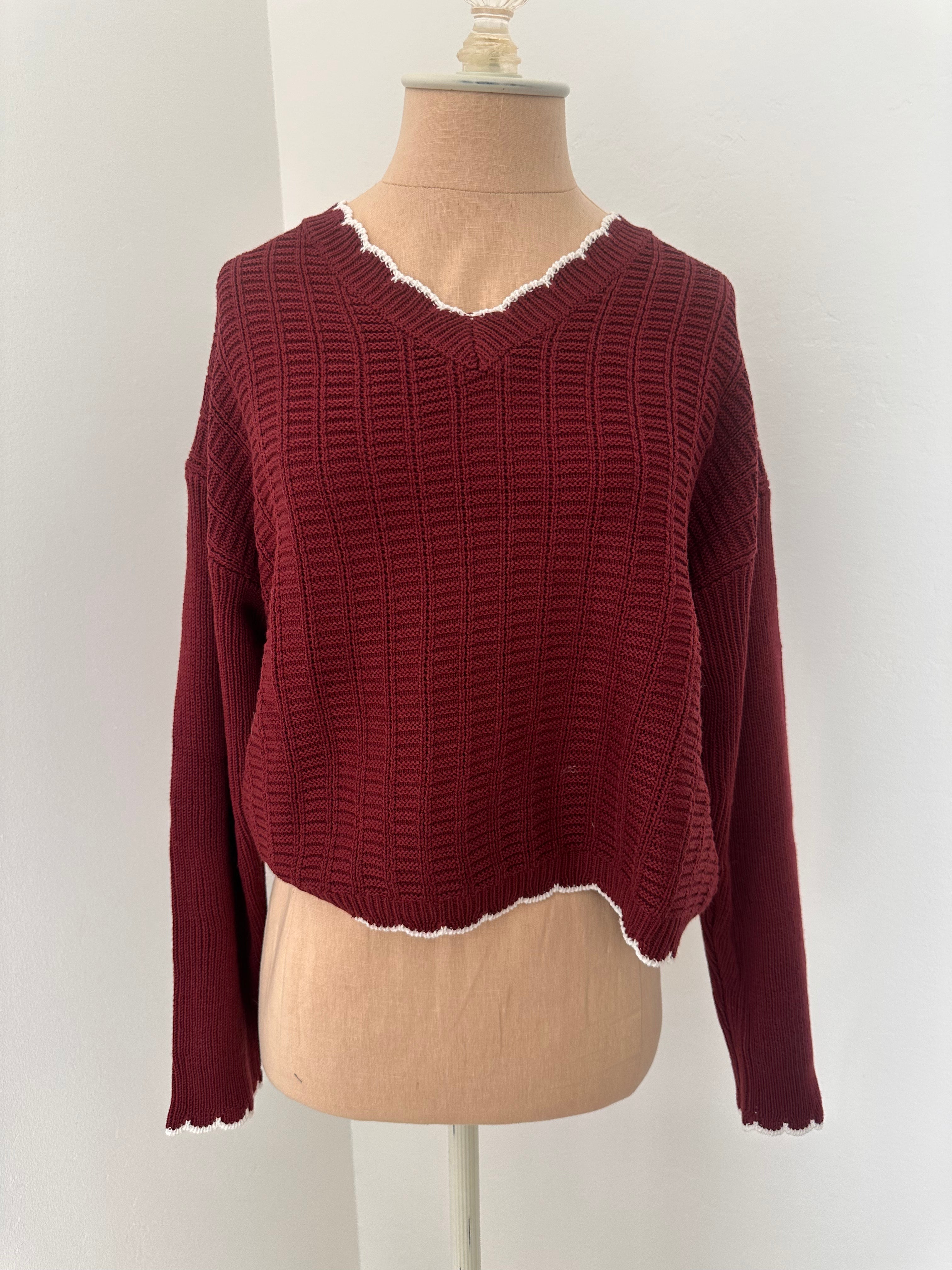 Red Knit Sweater (Size Small)