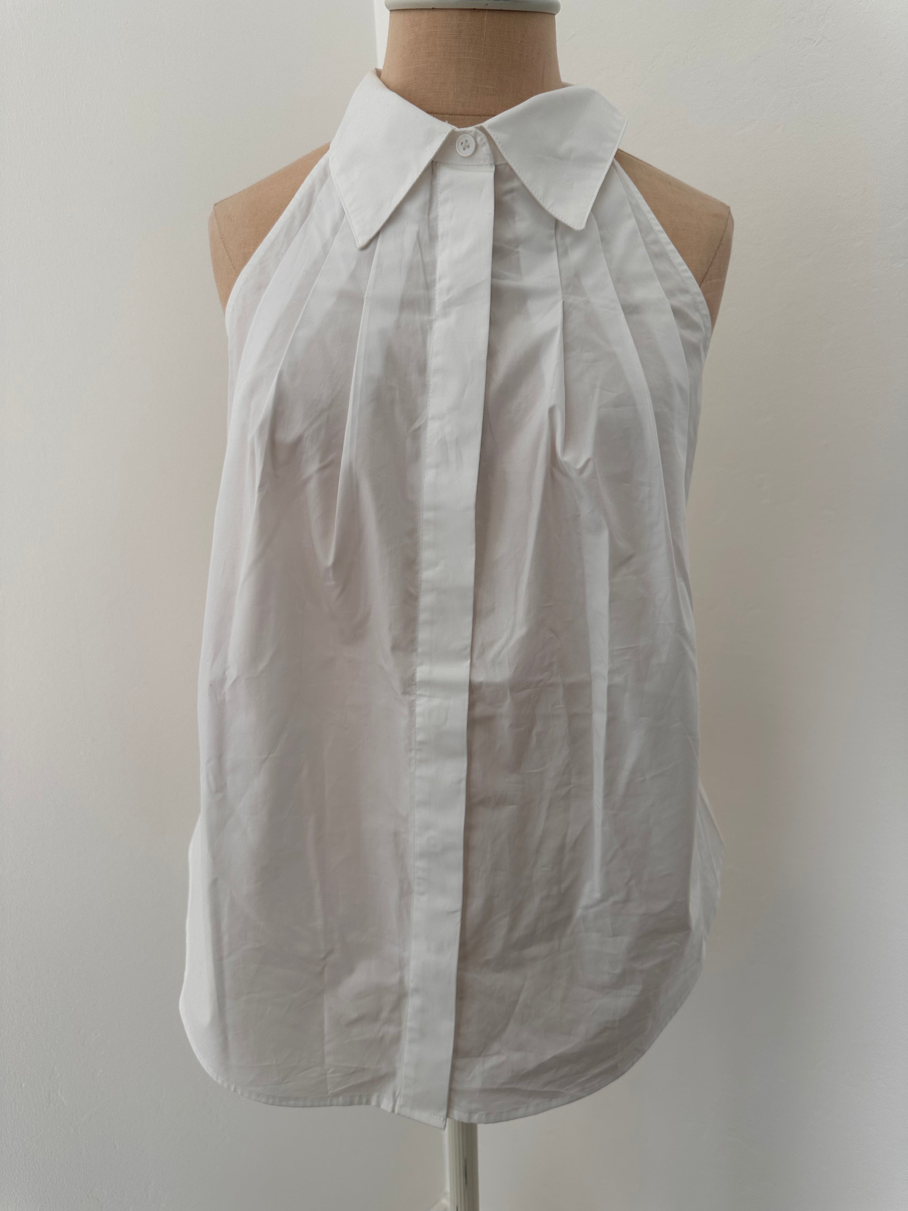 White Halter Button Up (Size Small)