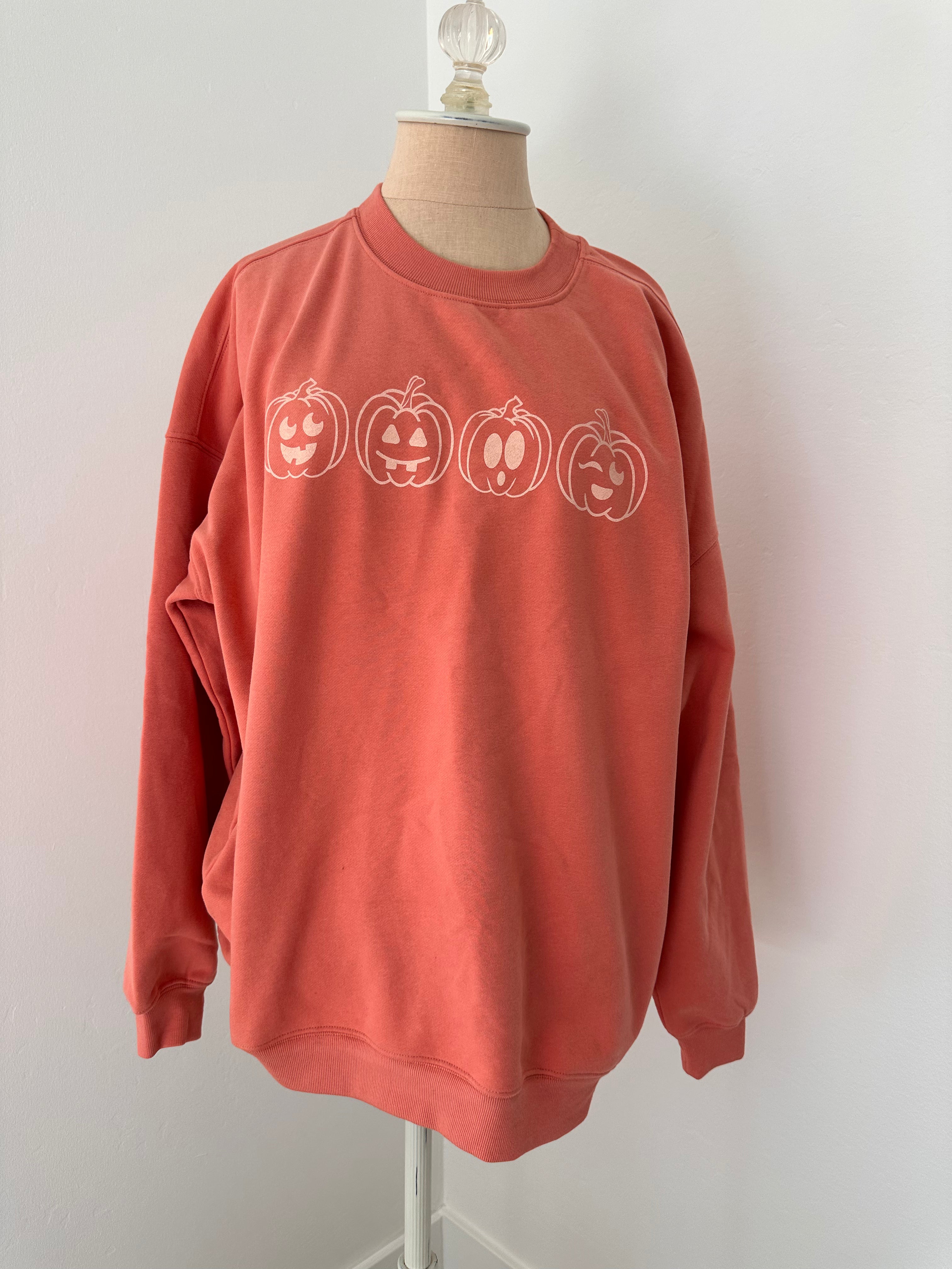 Orange Pumpkin Graphic Sweater (Size Medium)