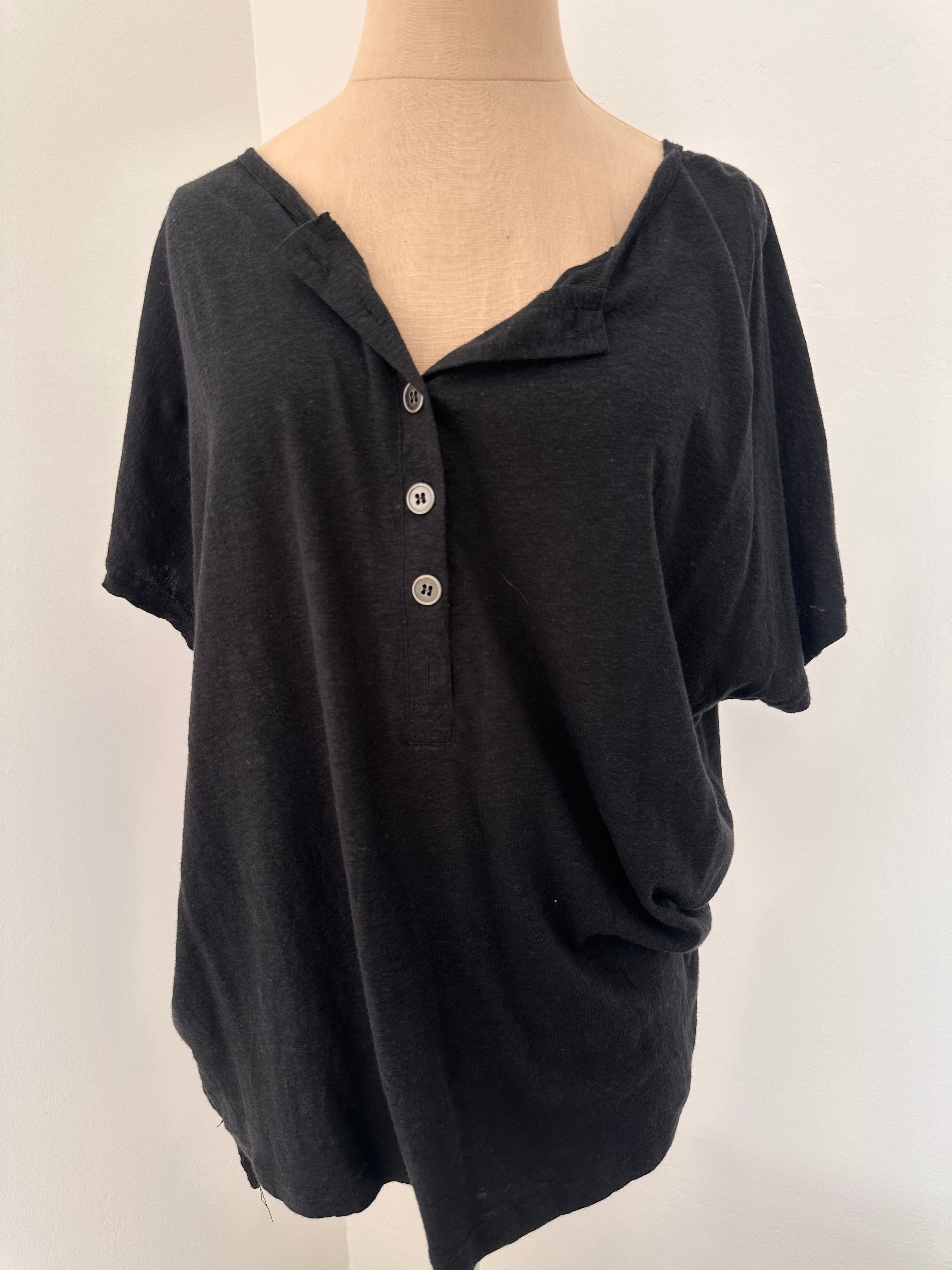 Black Button Up Tee (size medium)
