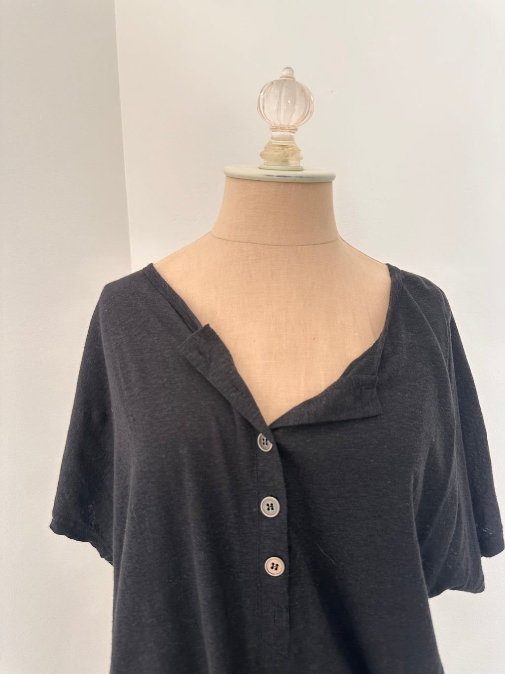 Black Button Up Tee (size medium)