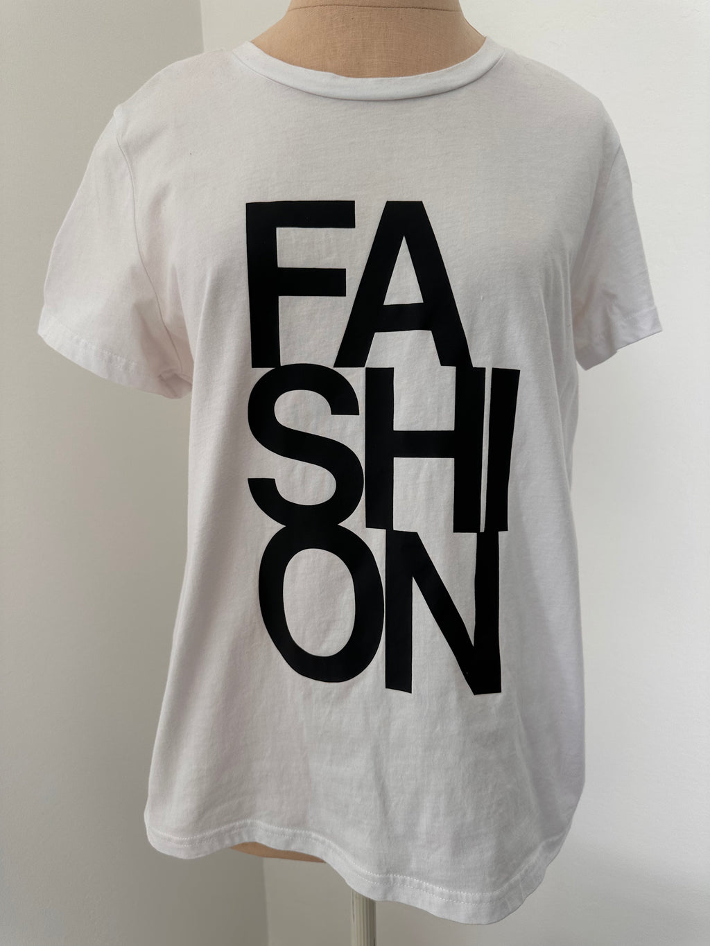 White "FASHION" Tshirt (size medium)