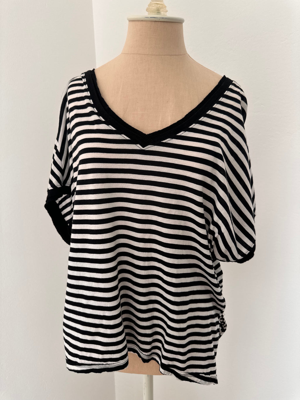 Black and White Striped Tee (Size Small)