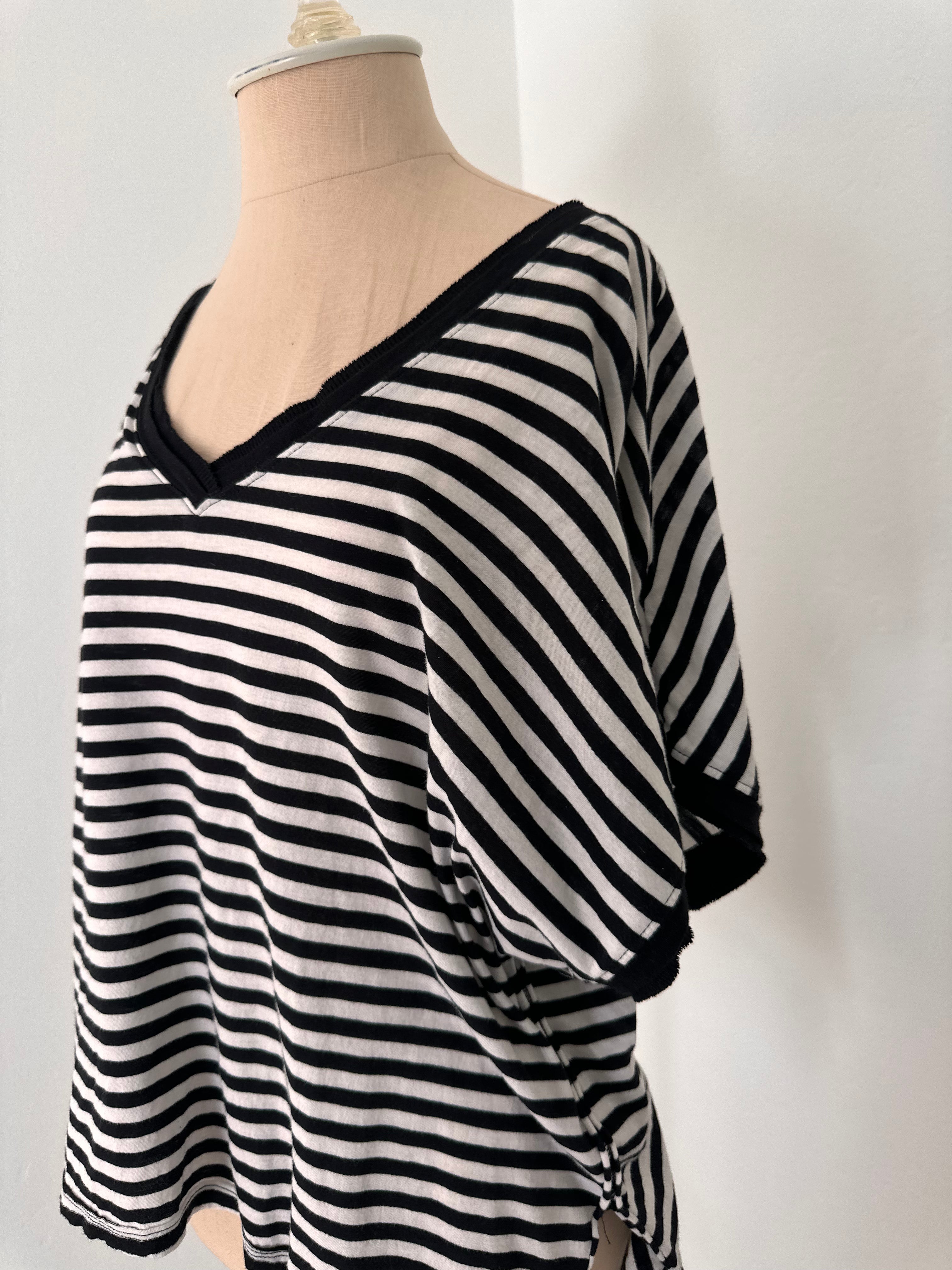 Black and White Striped Tee (Size Small)