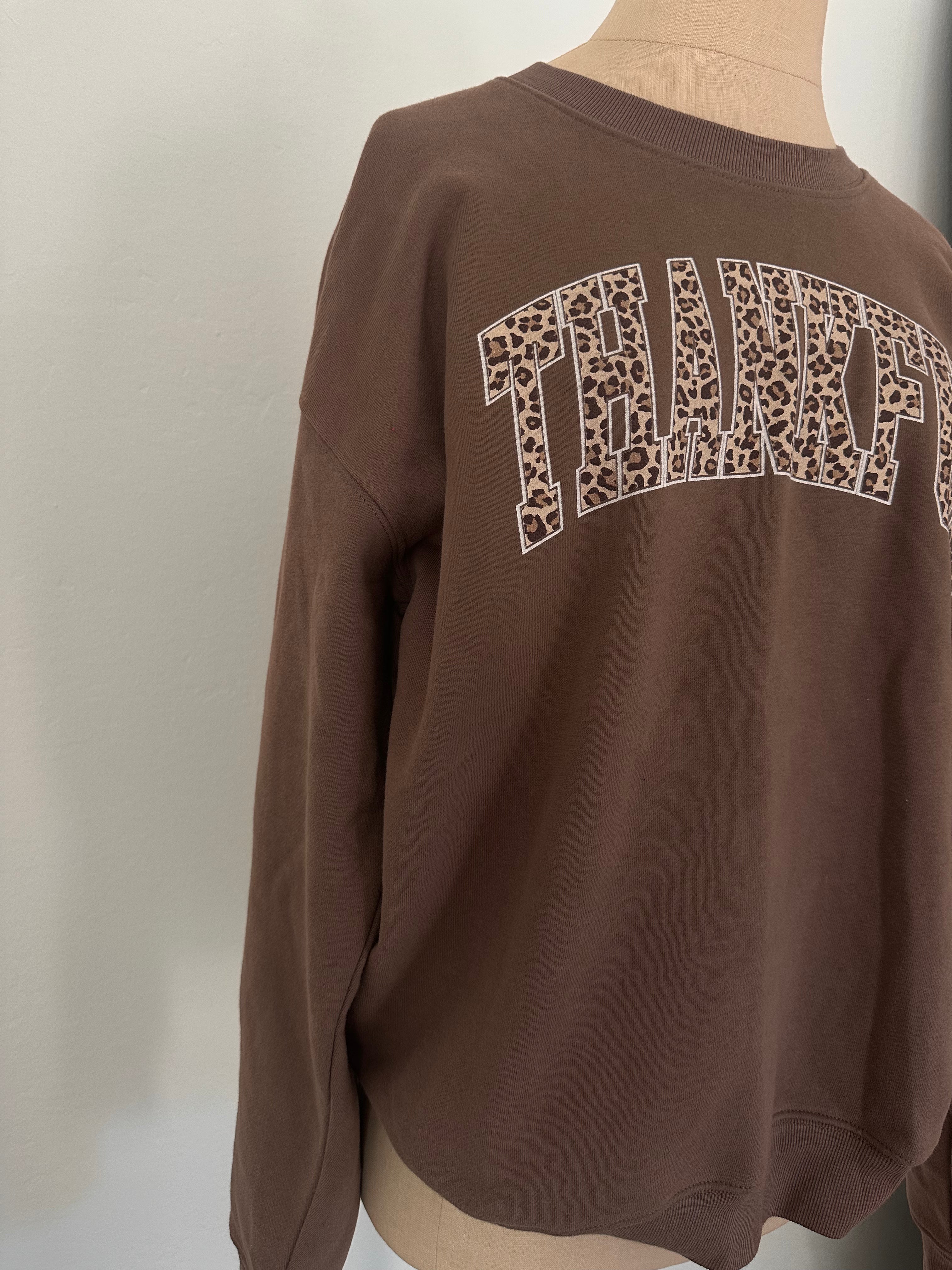 Thankful Brown Sweatshirt Pink Lily New (Size Large)